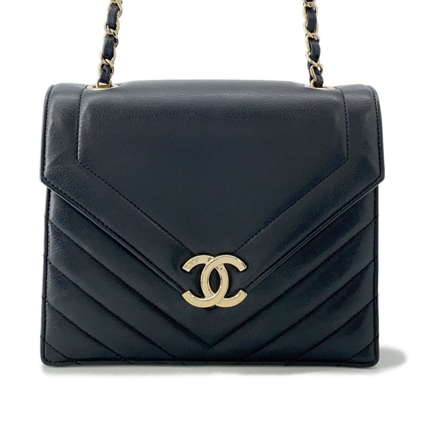 Chanel Chain Shoulder Bag, V-Stitch Chevron Lambskin