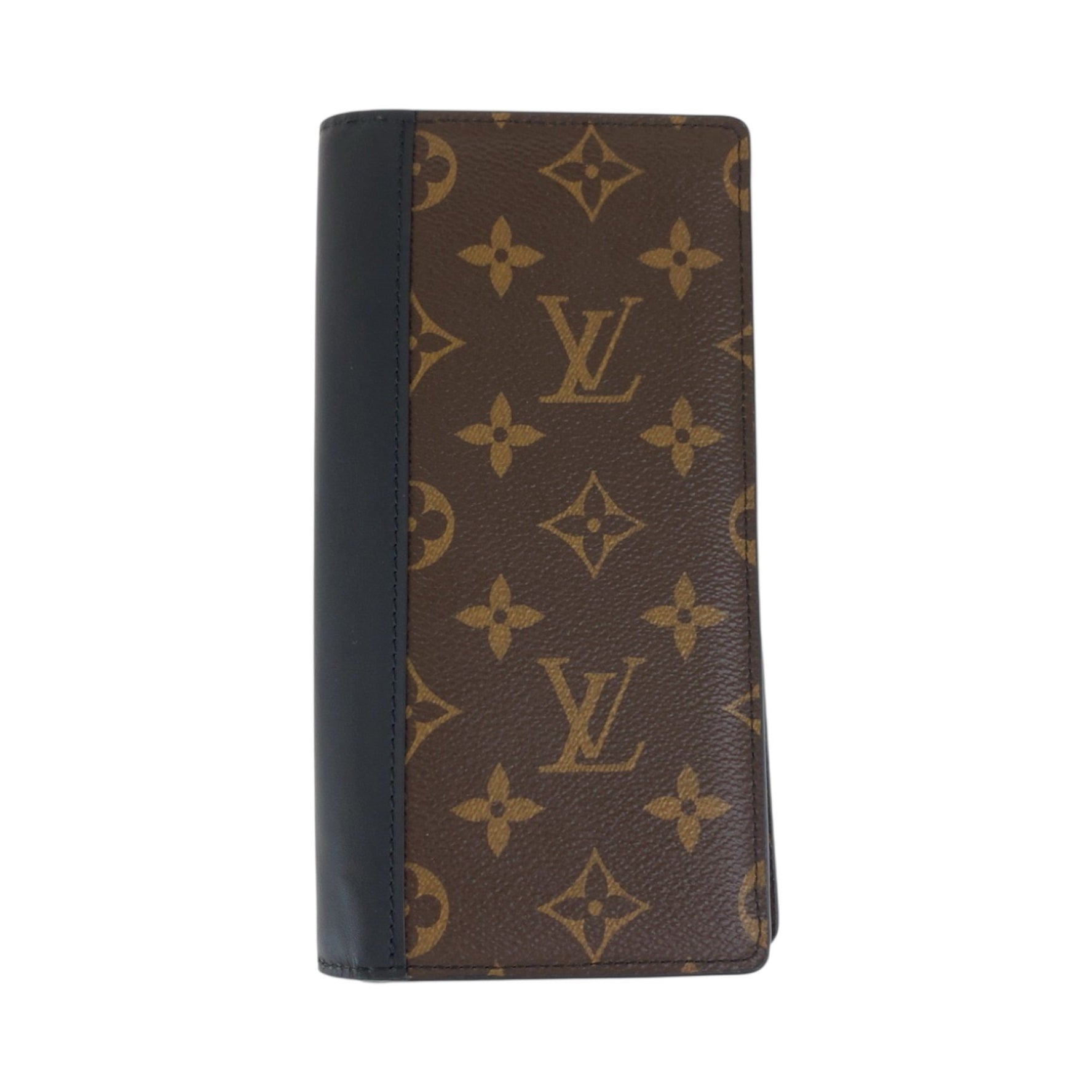 Louis Vuitton Monogram Macassar Portefeuille Brazza Brown Black Silver Hardware Long Wallet