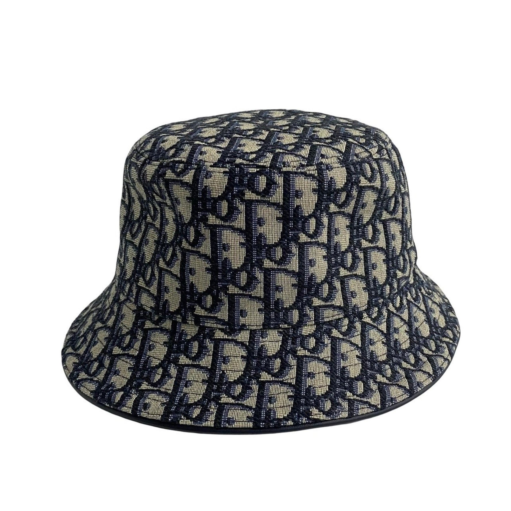 Christian Dior Trotter Print Bucket Hat, Cotton, Size M, Navy/Ivory, 06251