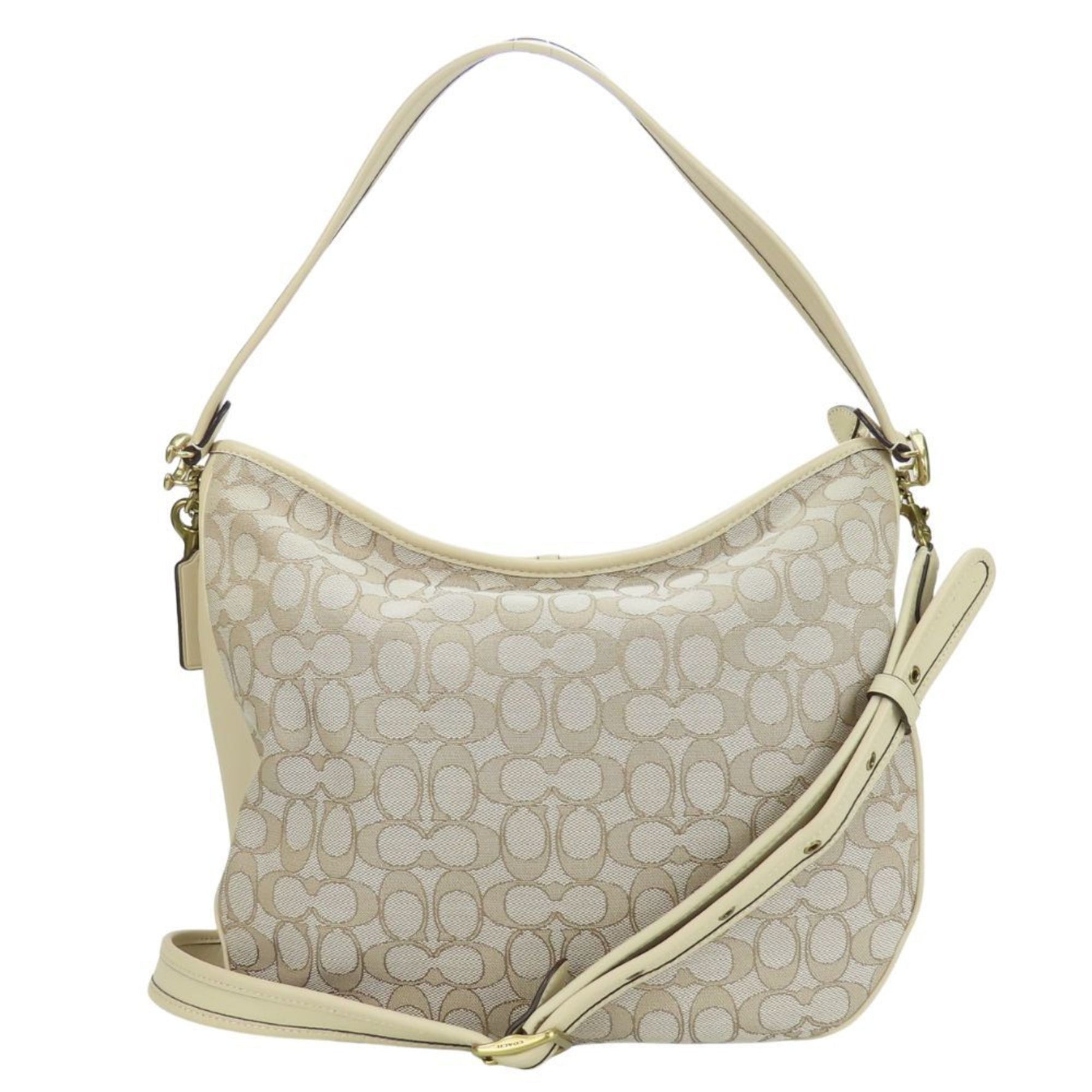 Coach Shoulder Bag Soft Tabby Hobo Signature Leather Canvas Ivory Beige