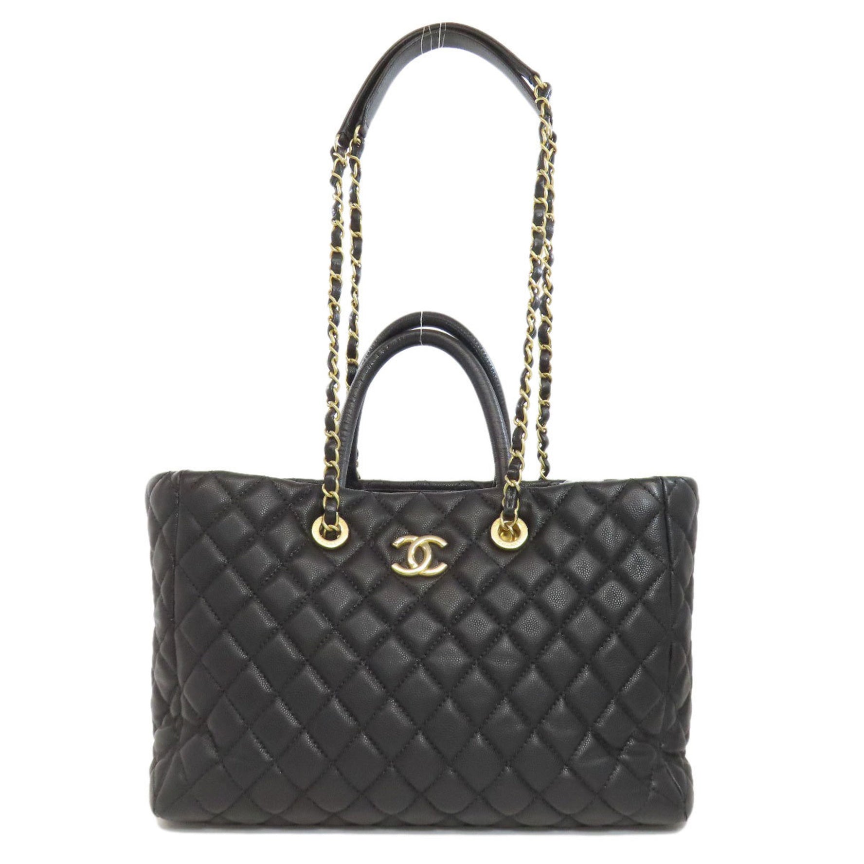 CHANEL Matelasse Chain Shoulder Tote Bag Grained Calfskin