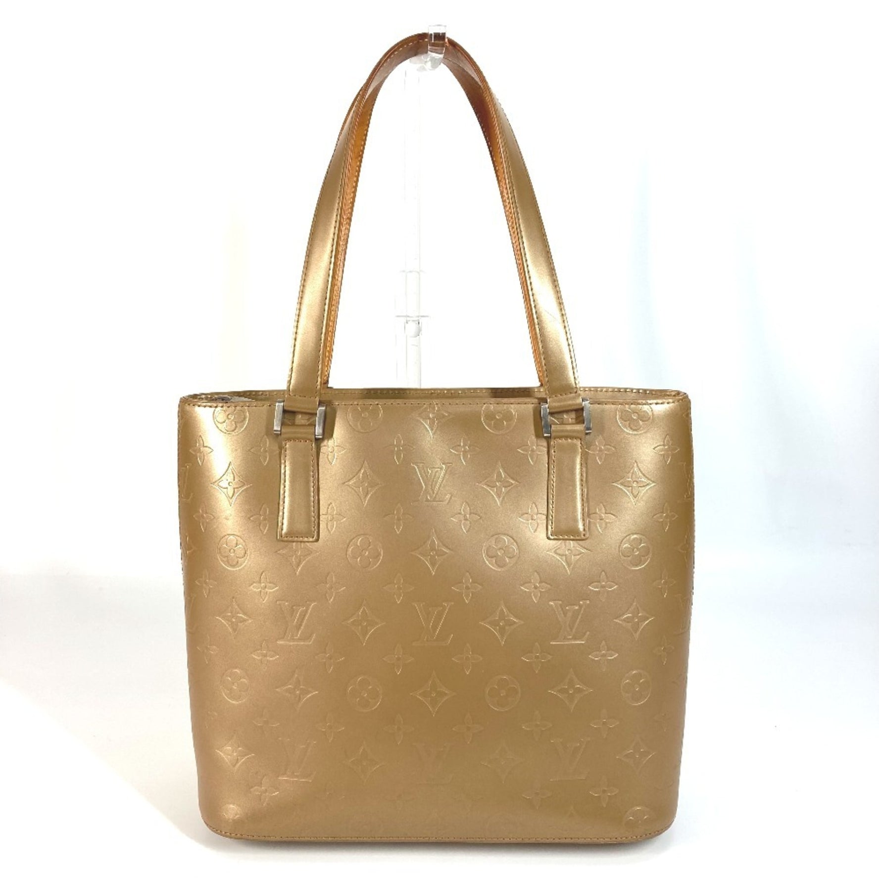 Louis Vuitton Monogram Matte Stockton Tote Bag Shoulder Leather Ambre Beige