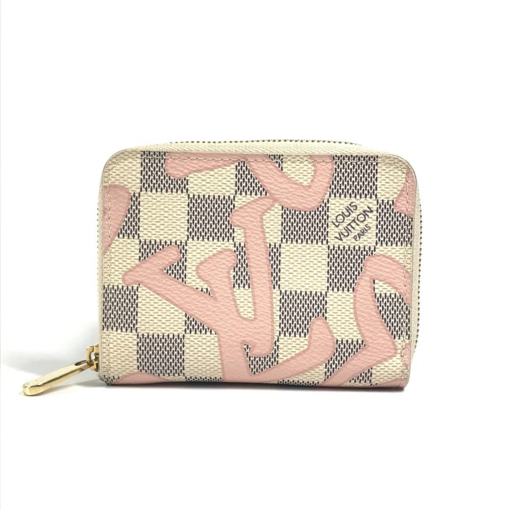 LOUIS VUITTON Damier Azur Tahiti Zippy Coin Purse, Wallet with Zip-Around Closure, Canvas, Men's and White