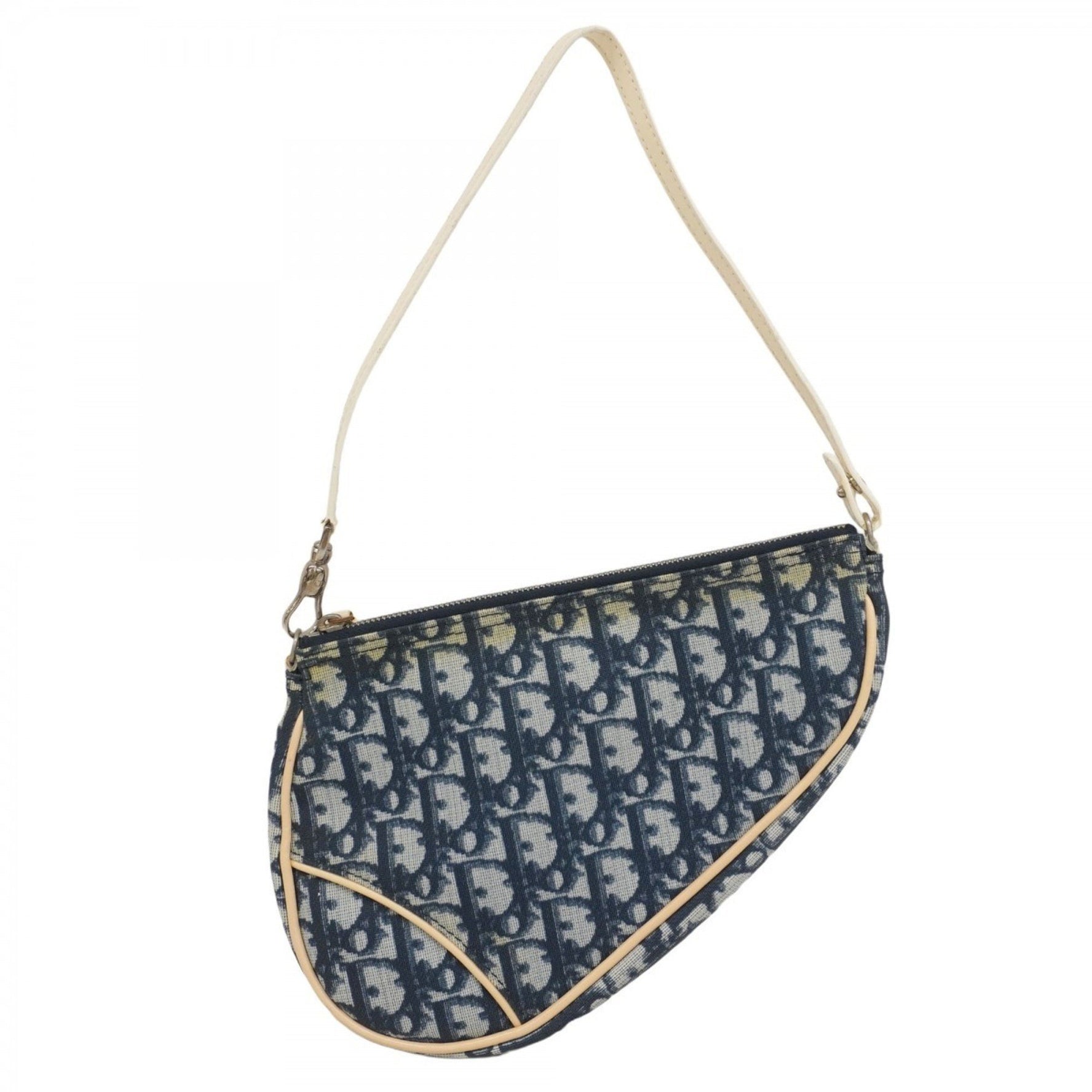 Christian Dior Trotter Saddle Handbag Navy White