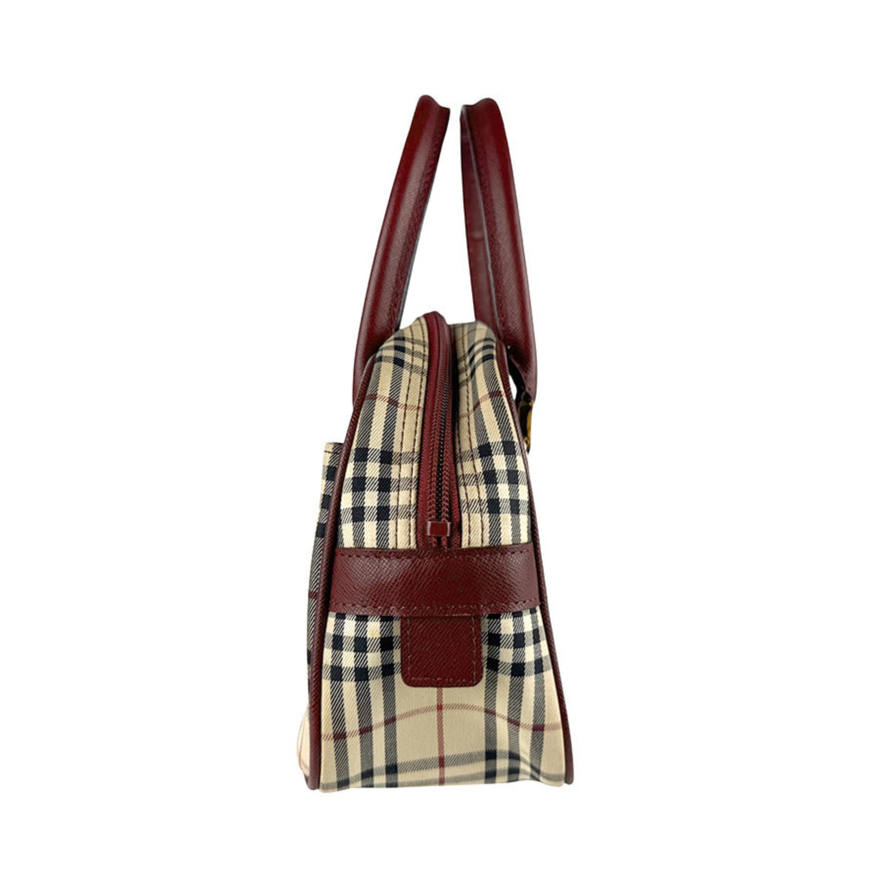 Burberry Handbag Canvas Leather Beige Black Burgundy Gold