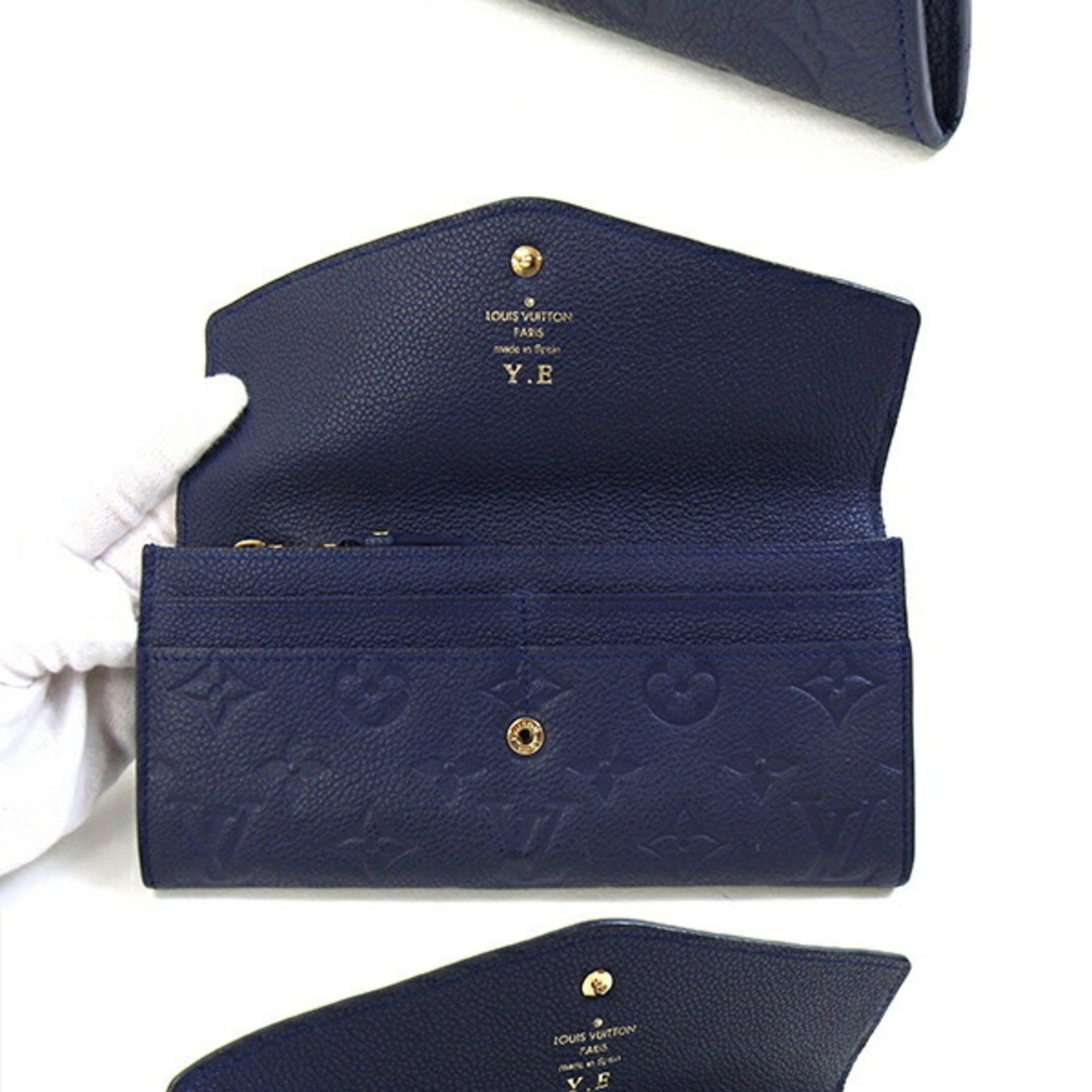 Louis Vuitton Bi-fold Long Wallet Monogram Empreinte Portefeuille Curie's Coin Case Navy