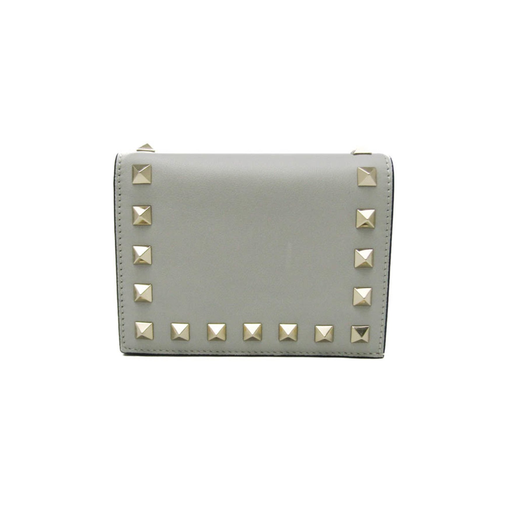 Valentino Garavani Rockstuds Leather Wallet (bi-fold) Light Gray