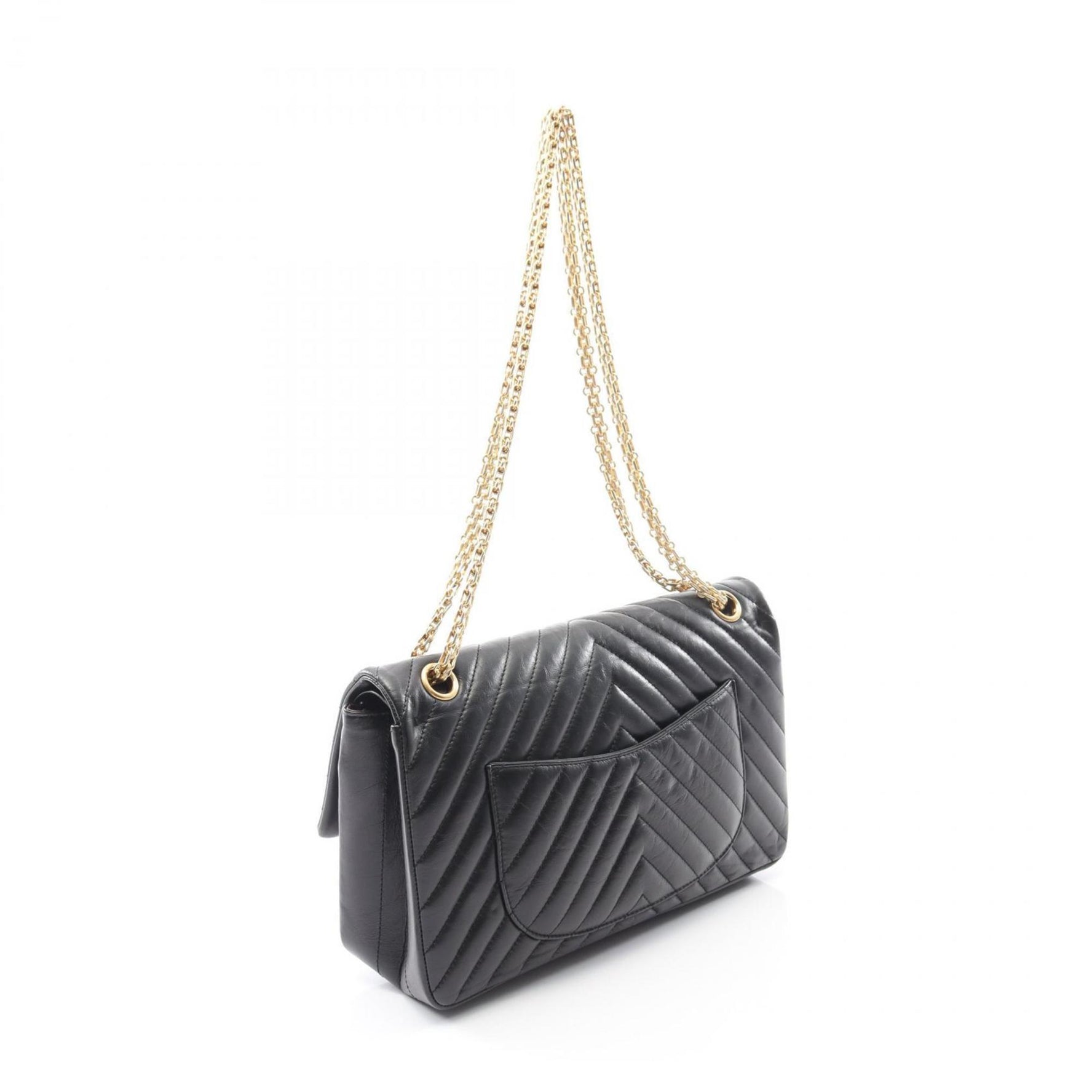 CHANEL 2.55 Matelasse Double Flap Shoulder Bag in Lambskin Leather