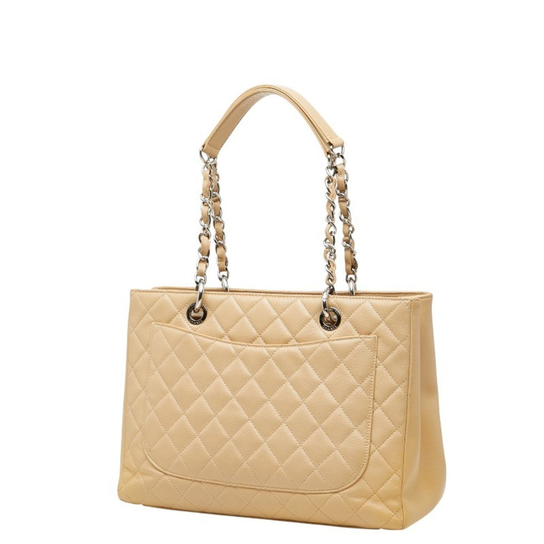 CHANEL Coco Mark Matelasse GST Tote Chain Shoulder Bag Caviar Leather