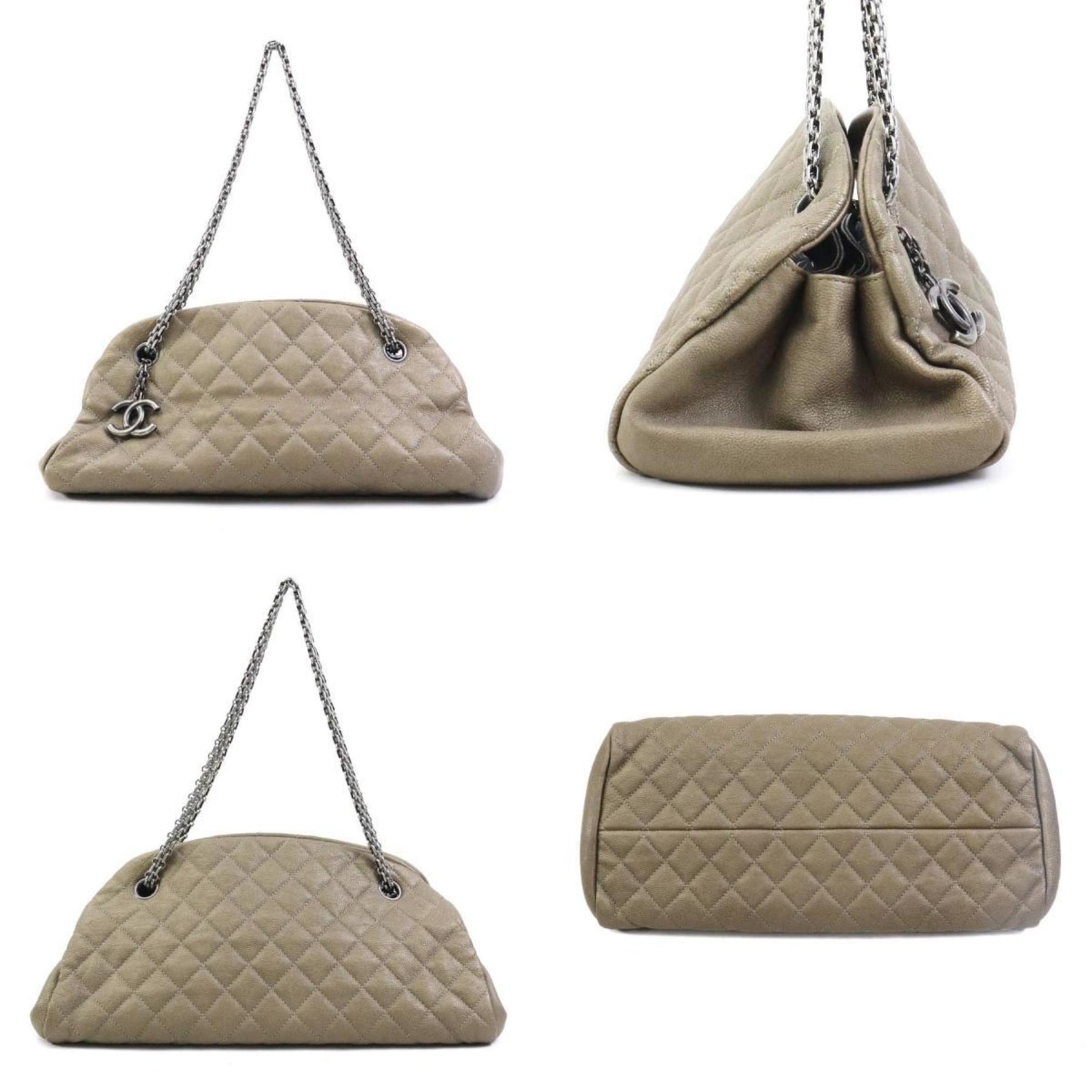 CHANEL Khaki Brown Leather Handbag