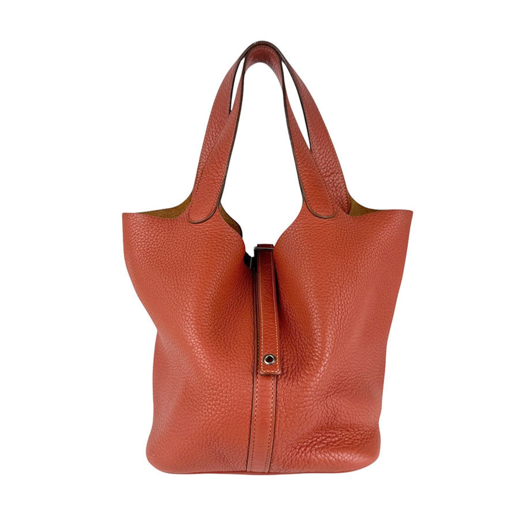 Hermes Hermès Picotin Lock MM 22 Handbag in Taurillon Clemence Leather, Pink Orange Silver