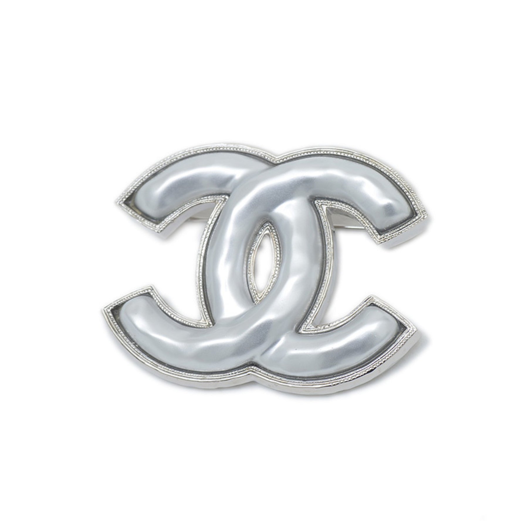 Chanel Coco Mark Metal Silver Brooch B25C BP