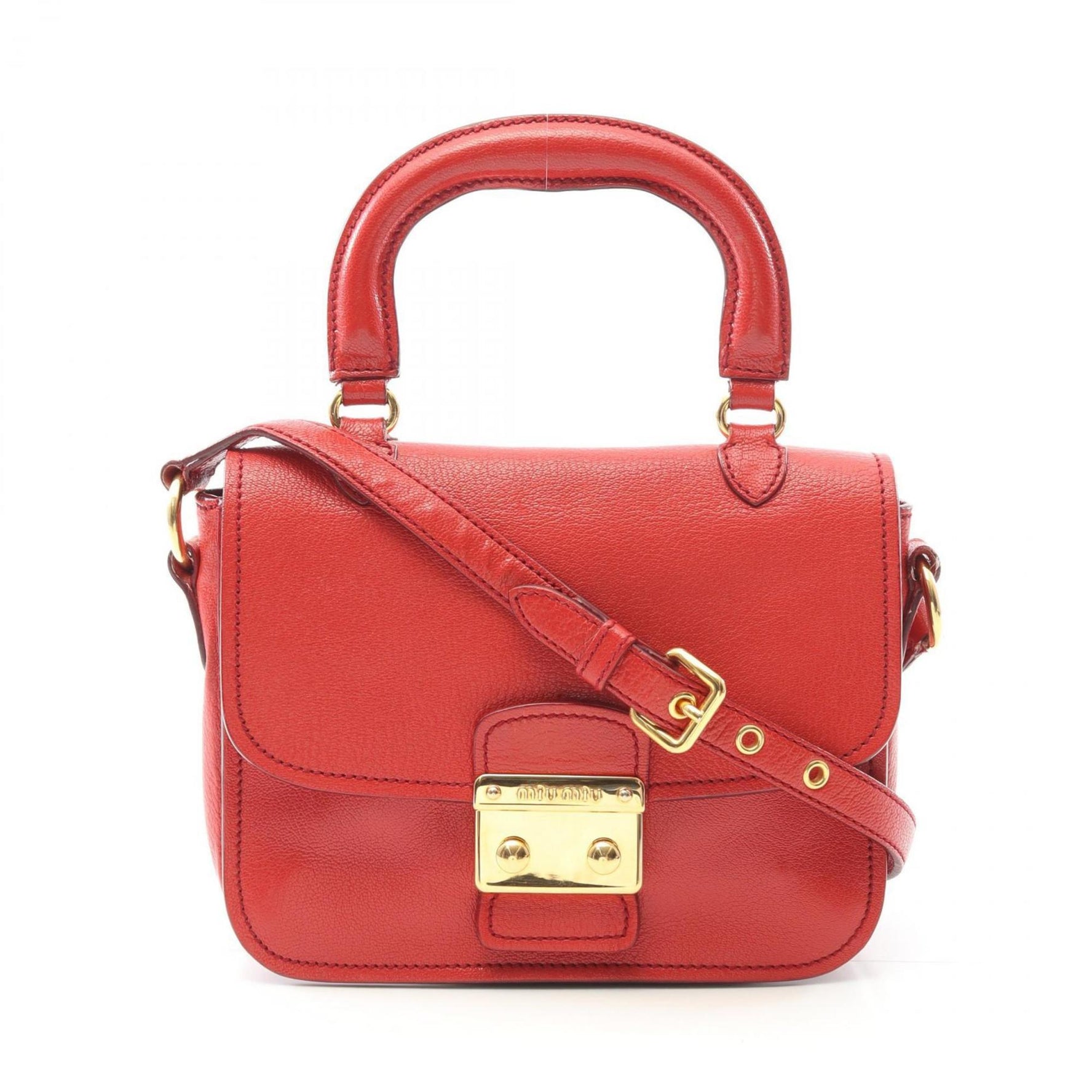 Miu Miu Miu Madras Shoulder Bag, Leather, Red