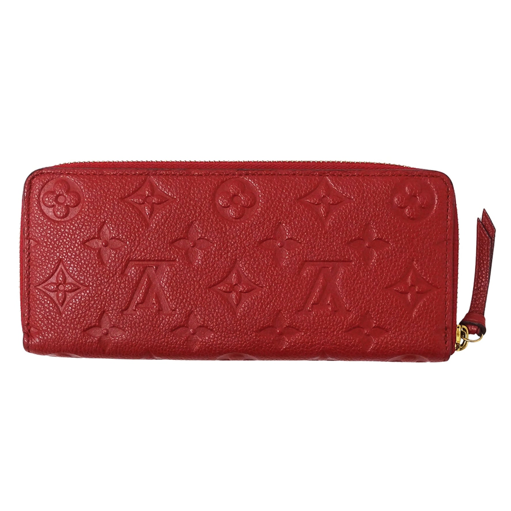 Louis Vuitton Monogram Empreinte Long Wallet, Portefeuille Clemence Scarlet, Red, Round Zipper