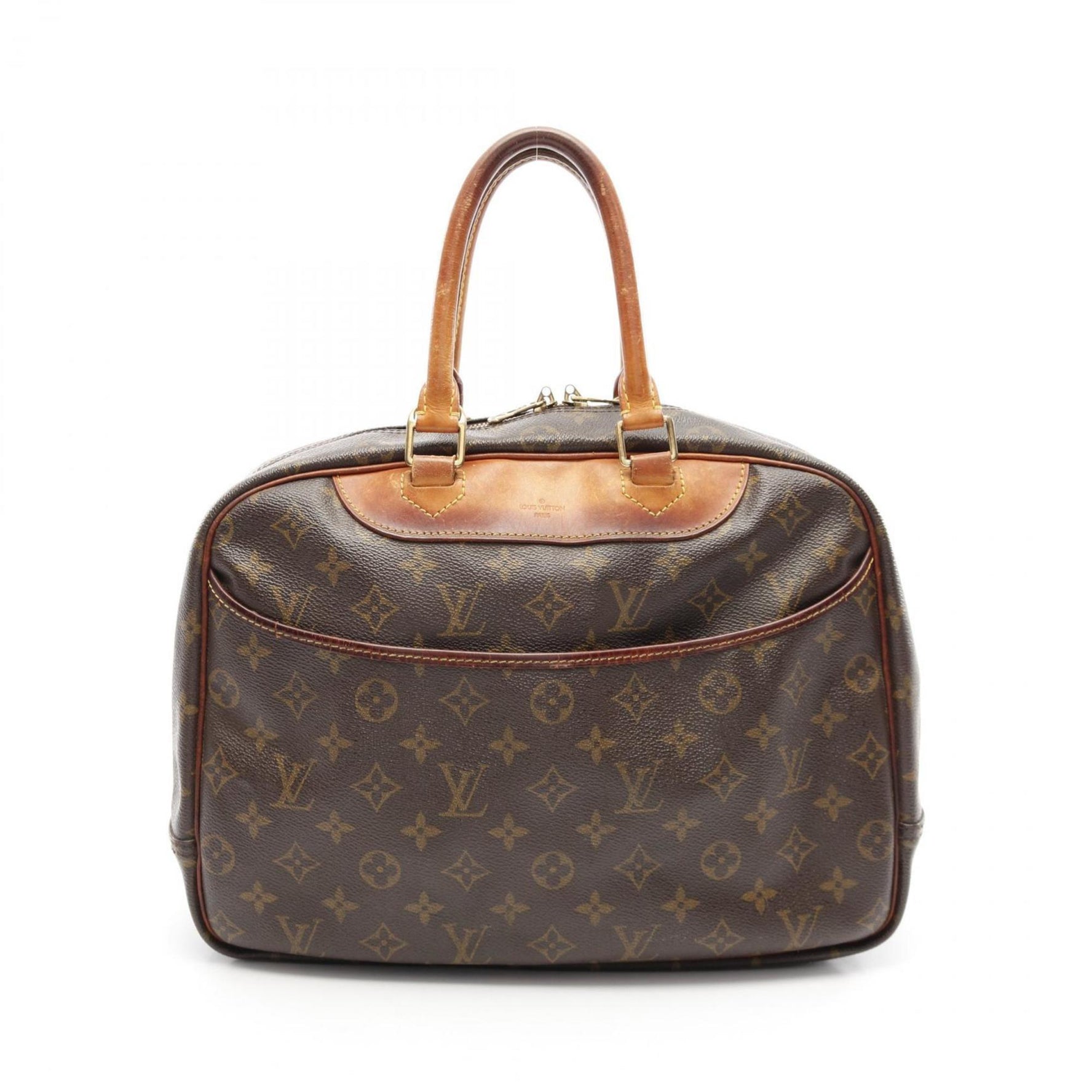 Louis Vuitton Deauville Bowling Vanity Handbag Coated Canvas Leather Monogram