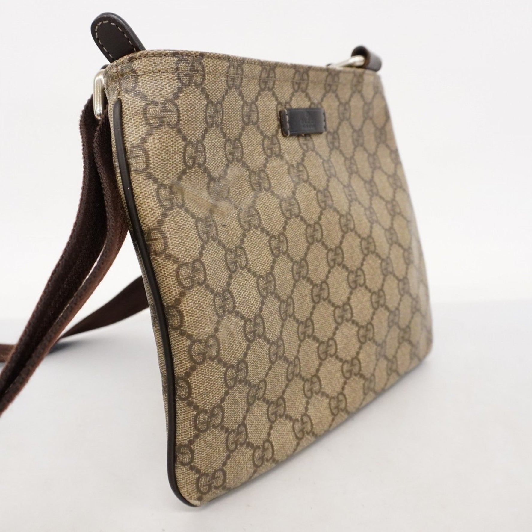 Gucci GG Supreme Shoulder Bag Brown Beige Women's