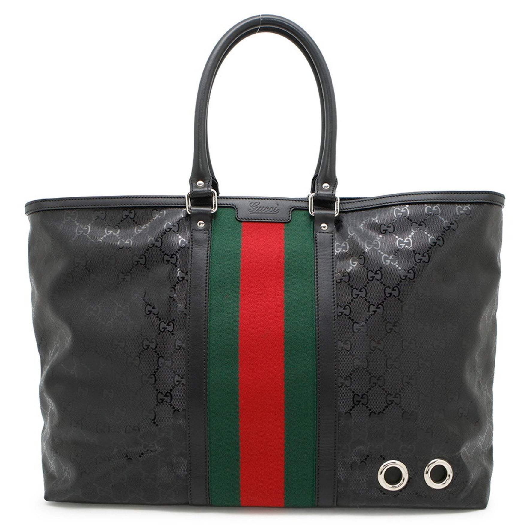 Gucci GG Imprime Sherry Line Leather Tote Bag GUCCI Black