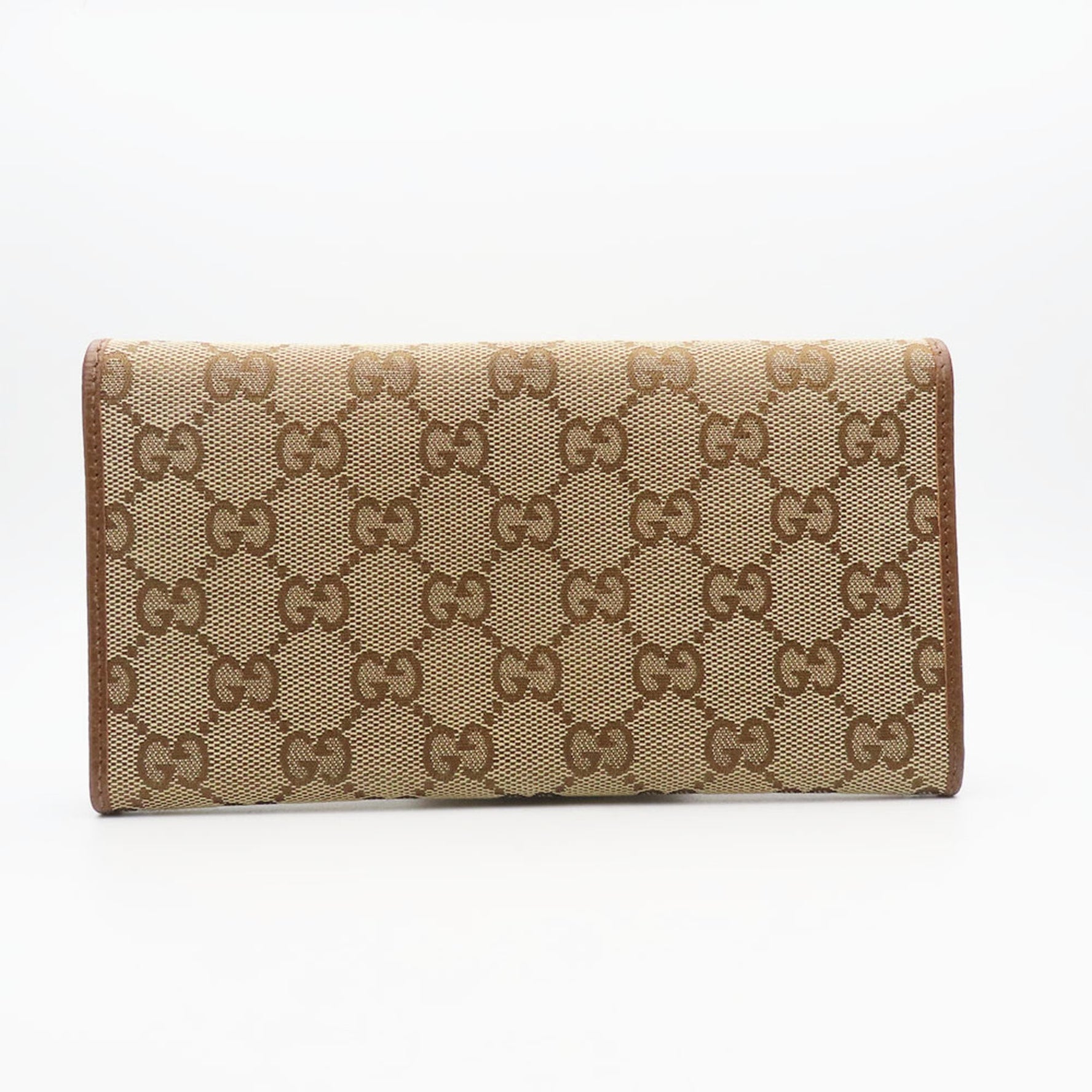 Gucci Long Wallet GG Canvas Leather Brown Bi-fold Accessory Women's GUCCI
