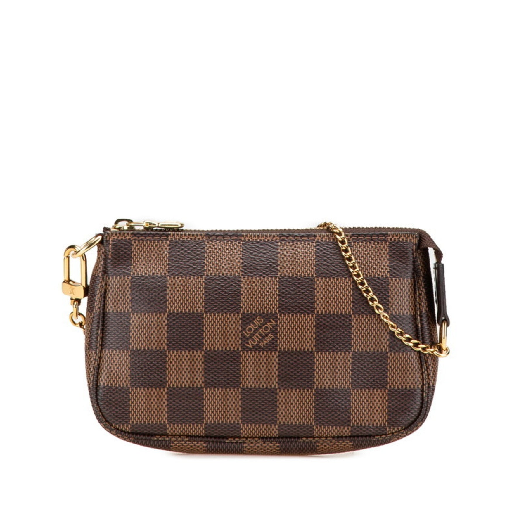 Louis Vuitton Damier Mini Pochette Accessory Pouch Handbag Leather