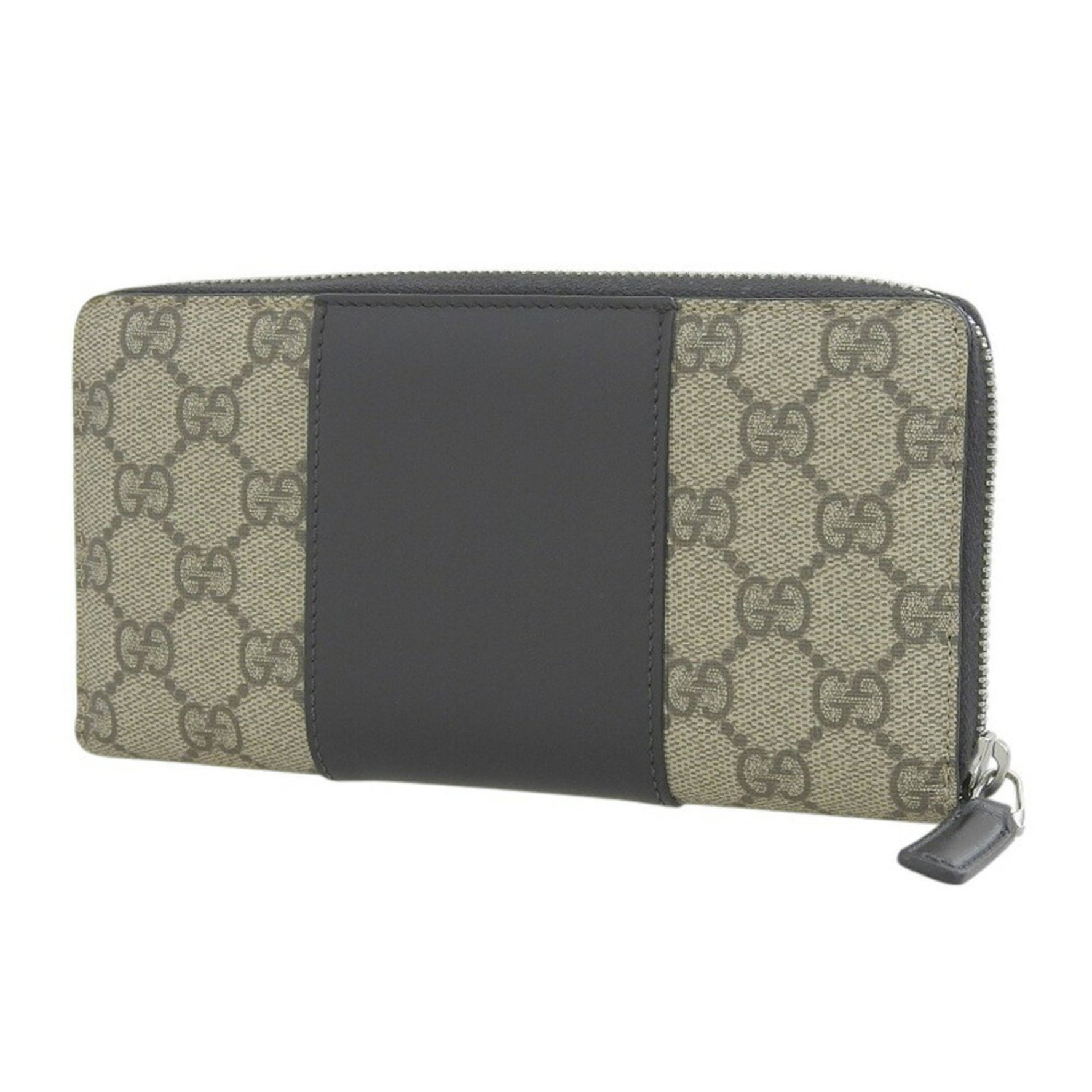Like new Gucci GG Supreme round long wallet 2067 beige black