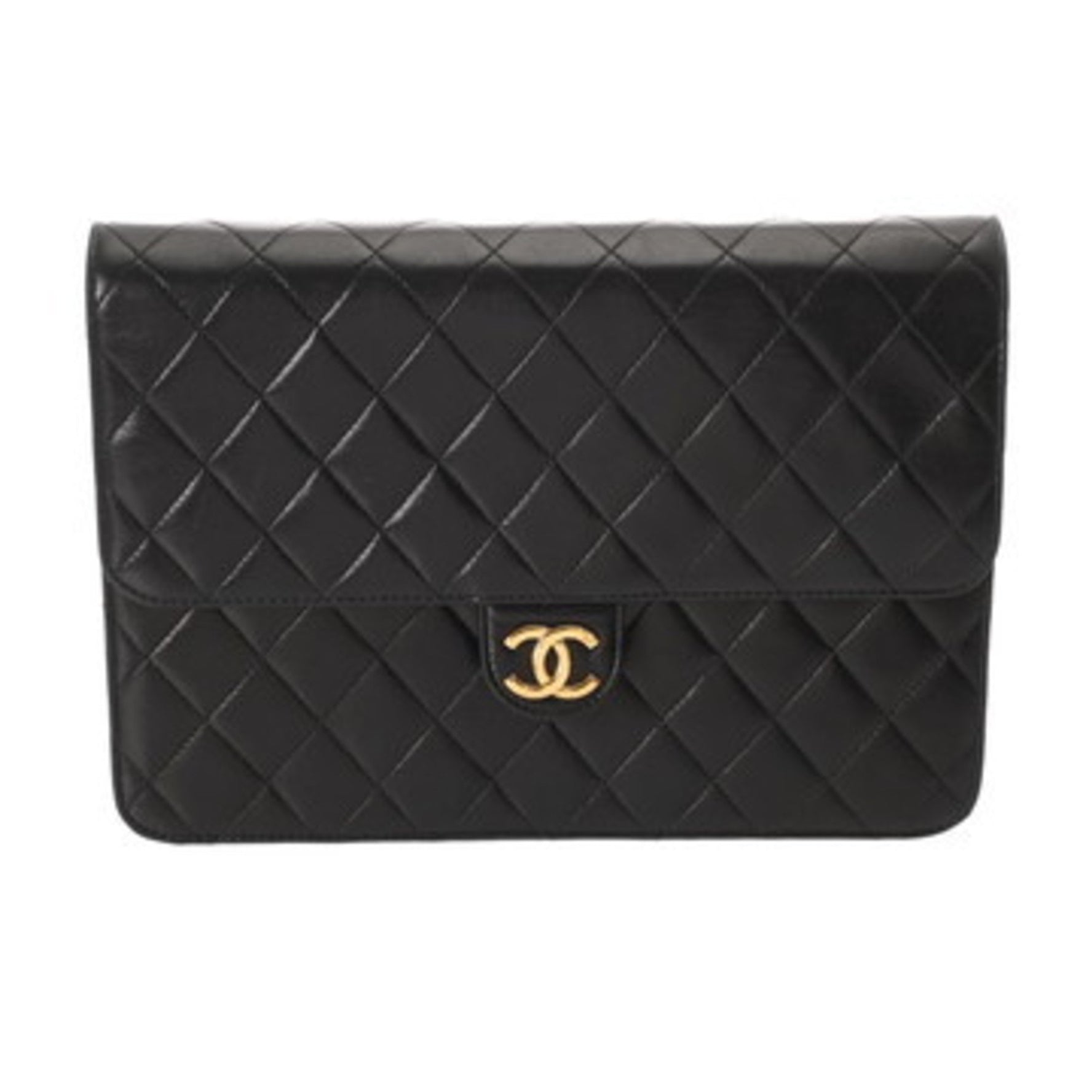CHANEL Push Lock Lambskin Shoulder Bag