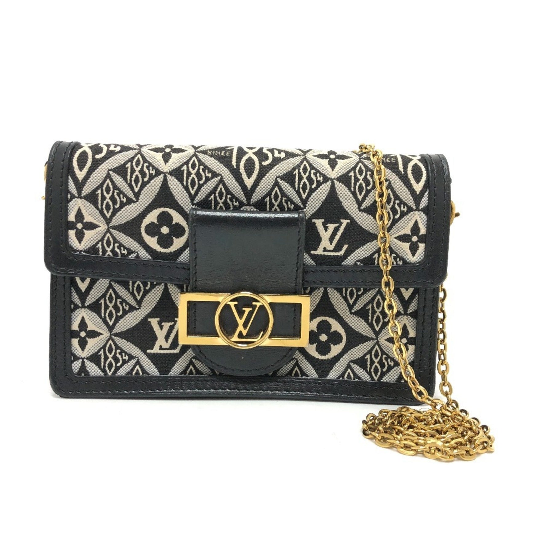 LOUIS VUITTON M69992 Monogram Jacquard Portefeuille Dauphine Chain Since 1854 Shoulder Bag, Canvas, Women's, Navy