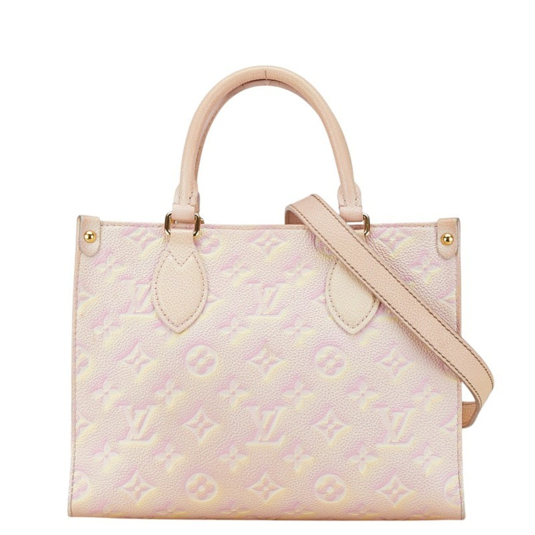 Louis Vuitton Monogram Empreinte On the Go PM Handbag Shoulder Bag M46168 Light Pink Yellow Leather Women's LOUIS VUITTON