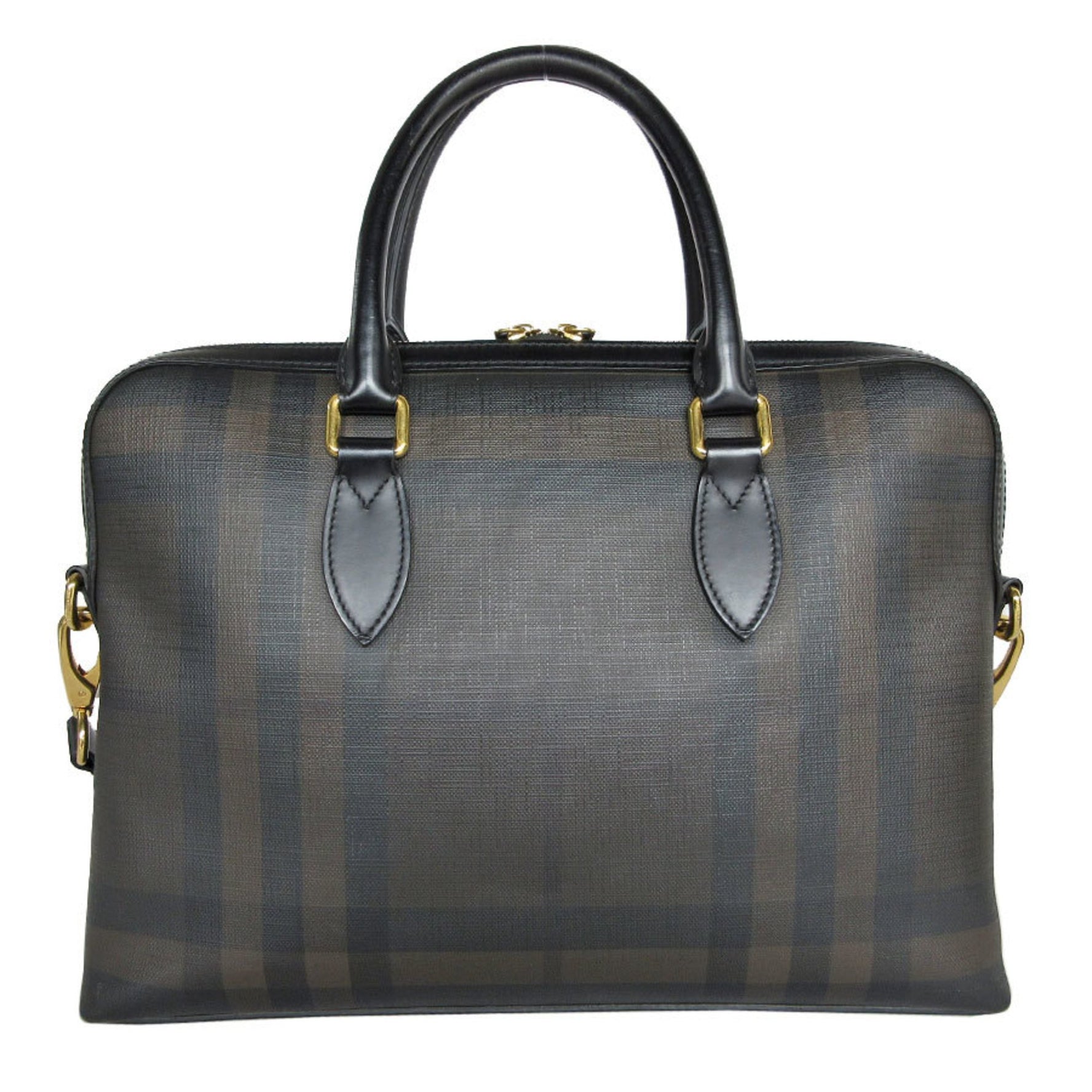 Burberry Handbag Shoulder Bag Leather Black Brown Gold
