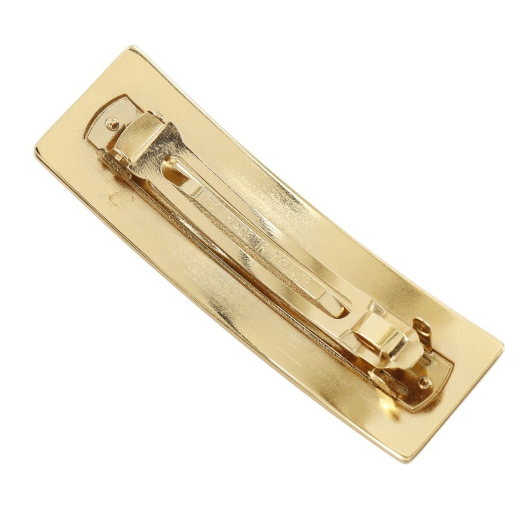CHANEL Barrette Gold Plated Logo Women's