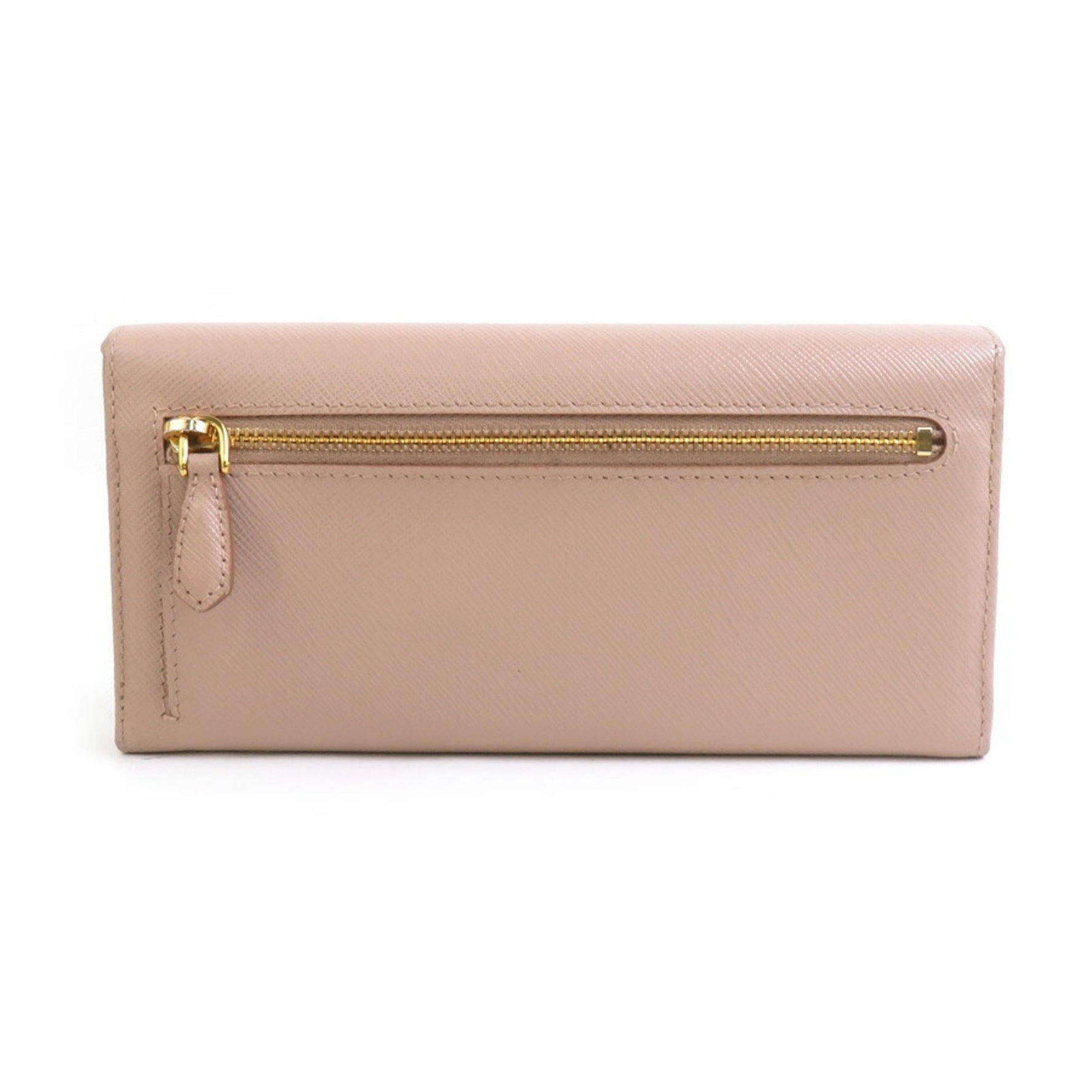 PRADA Bi-fold long wallet in leather, pink beige, for women