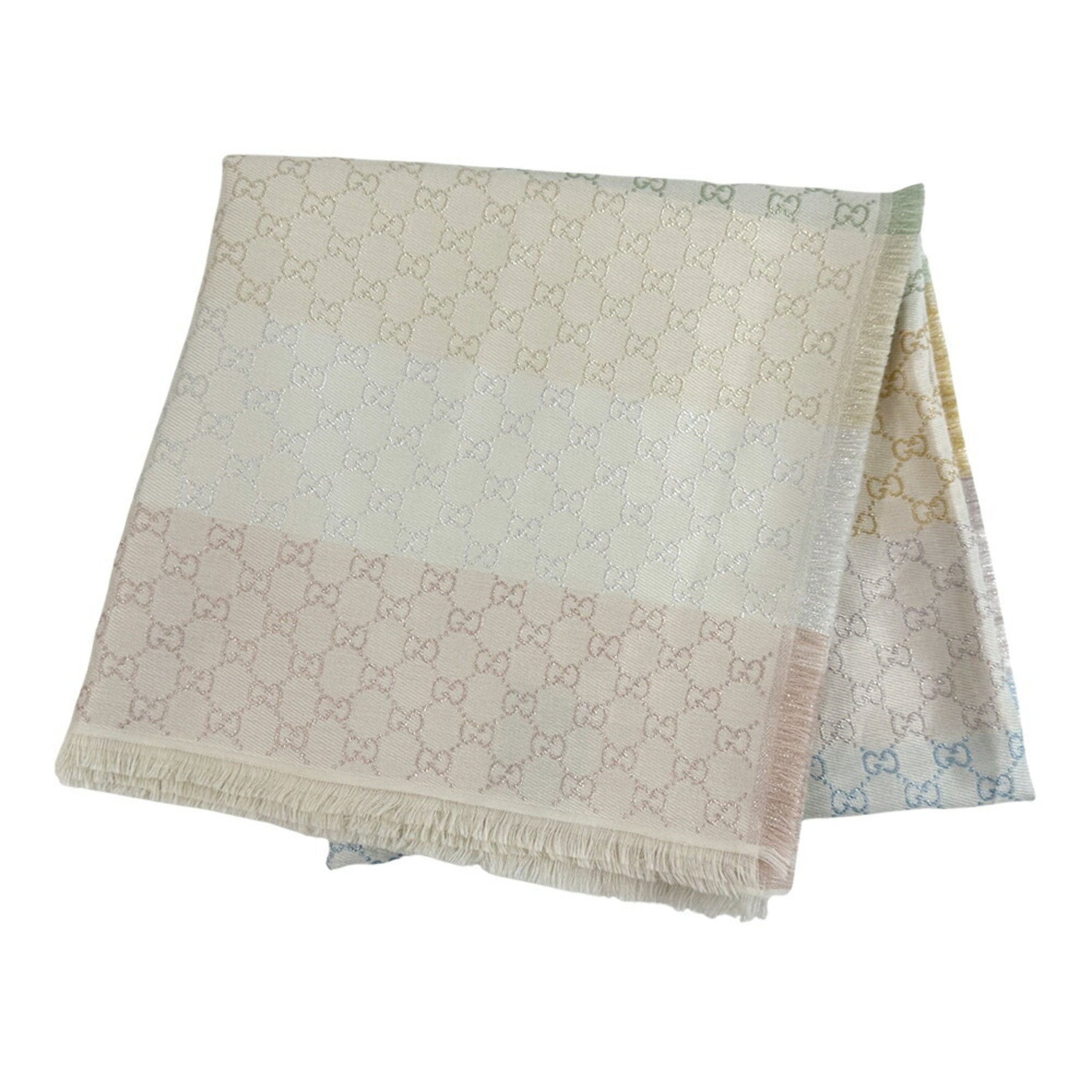 Gucci Women's Rayon Multicolor Rainbow Sparkly Scarf, Large, Reversible, Throw