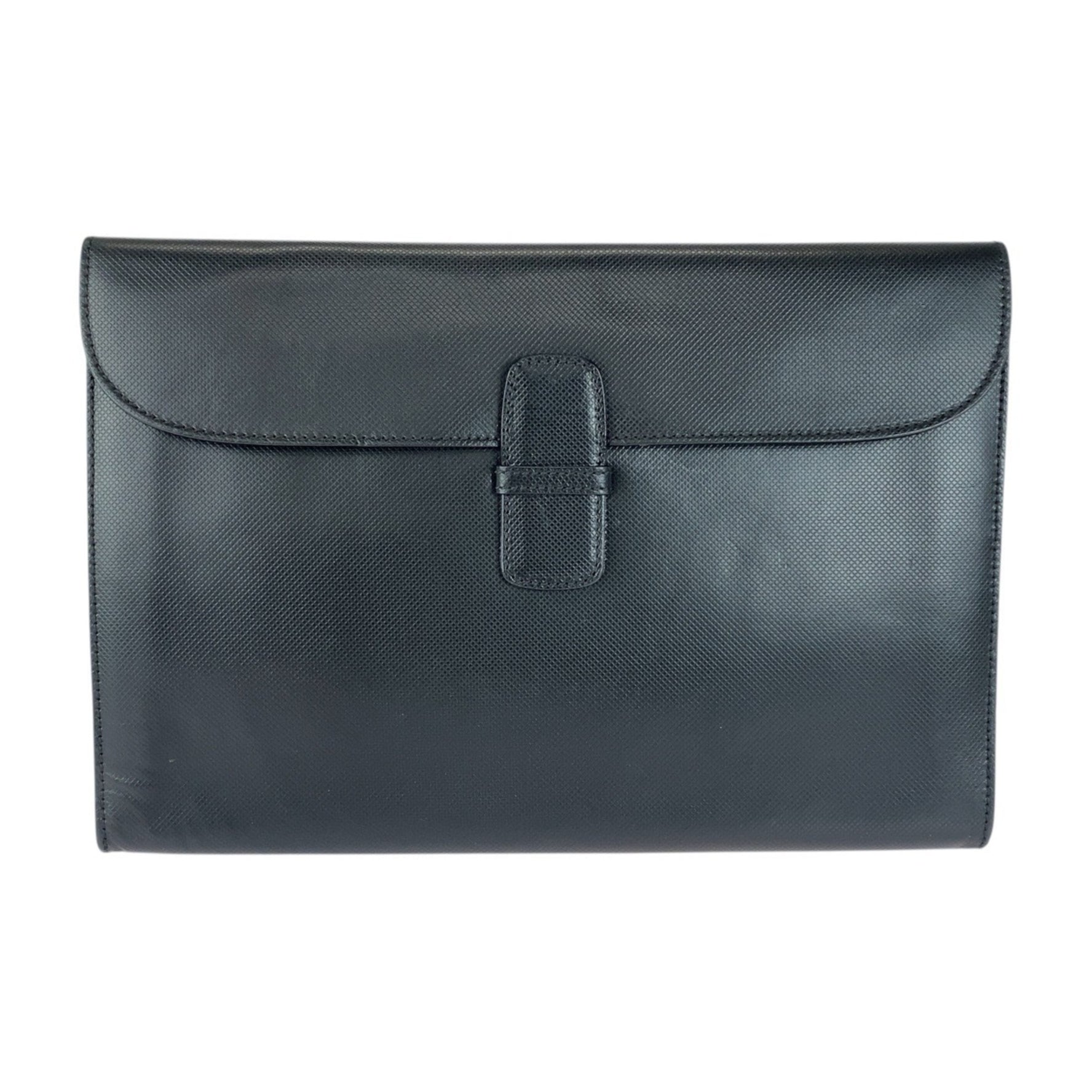 BOTTEGA VENETA Vintage Black Leather Clutch Bag Briefcase