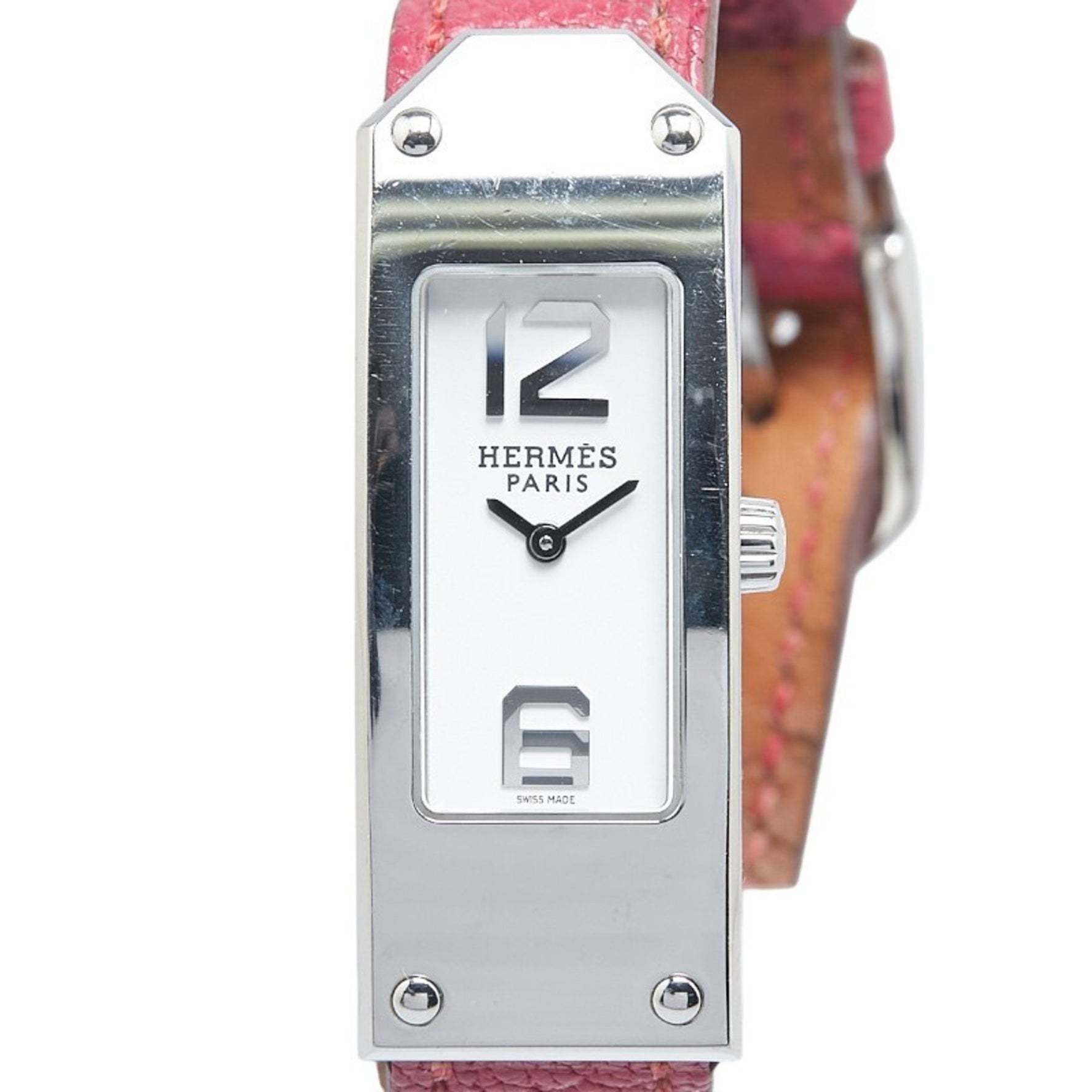 Hermès Kelly Double Tour Watch Quartz White Dial Stainless Steel Leather HERMES