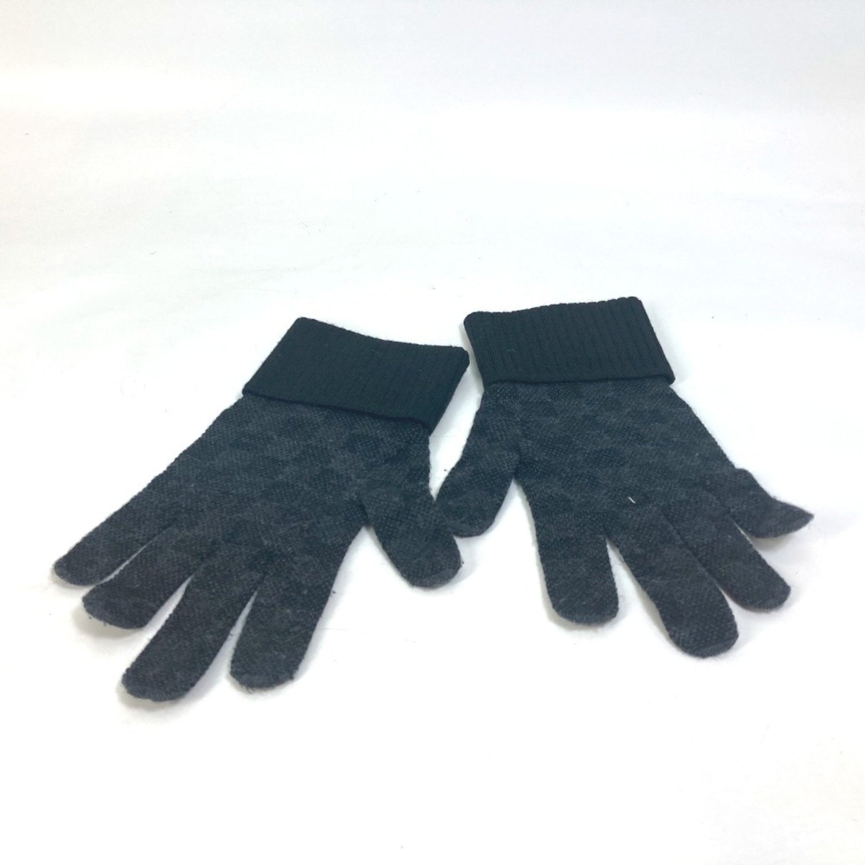 LOUIS VUITTON M77992 Damier Graphite Gon Neopti Gloves, Leather Tag, Wool, Men's, Black