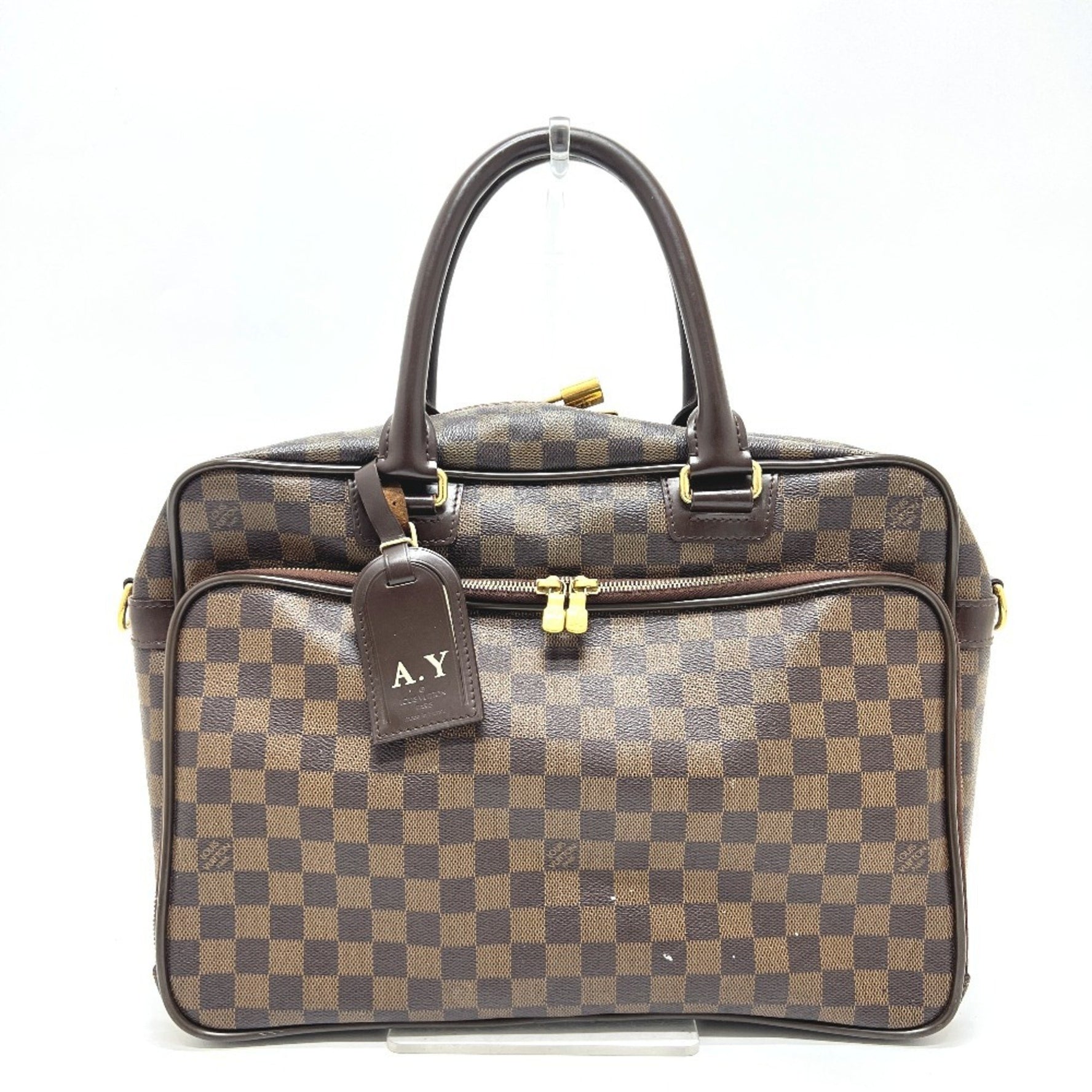 LOUIS VUITTON Damier Ikar Business Bag/Handbag, Canvas, Ebene Brown, Men's/Women's