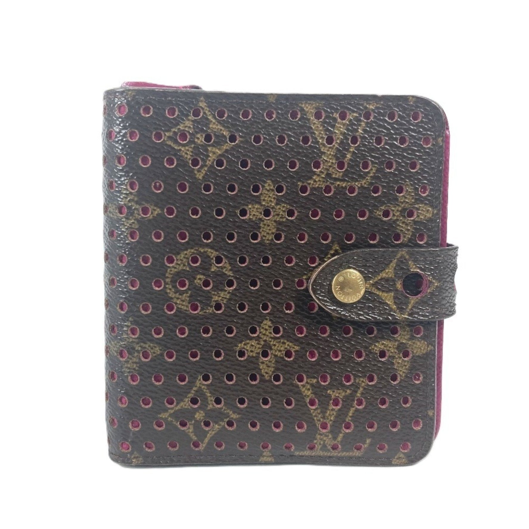 Louis Vuitton Monogram Perforated Compact Zip Wallet Bi-fold Canvas Men's Fuchsia Pink