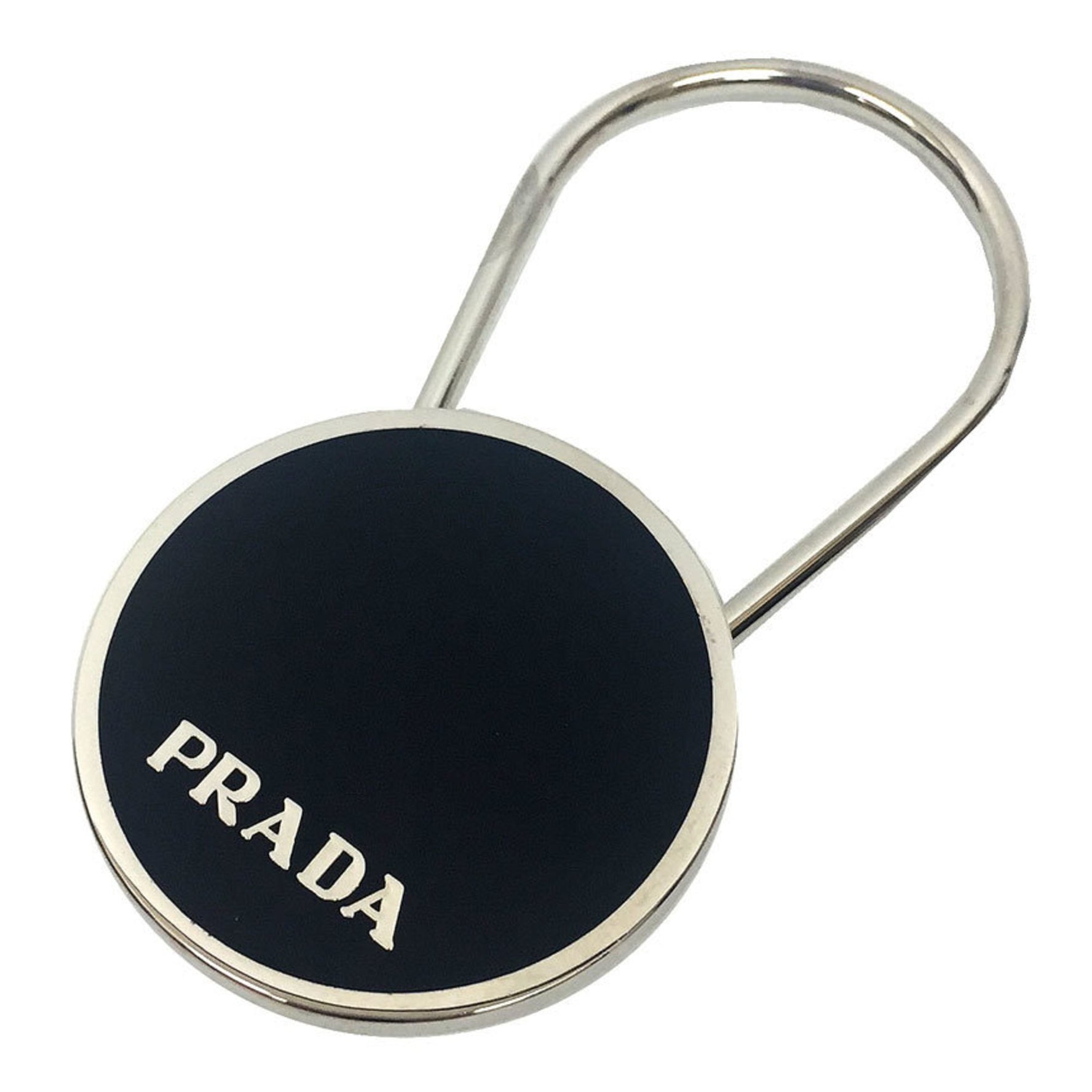 PRADA Keychain M714 Charm Metal Black Men's Women's Unisex