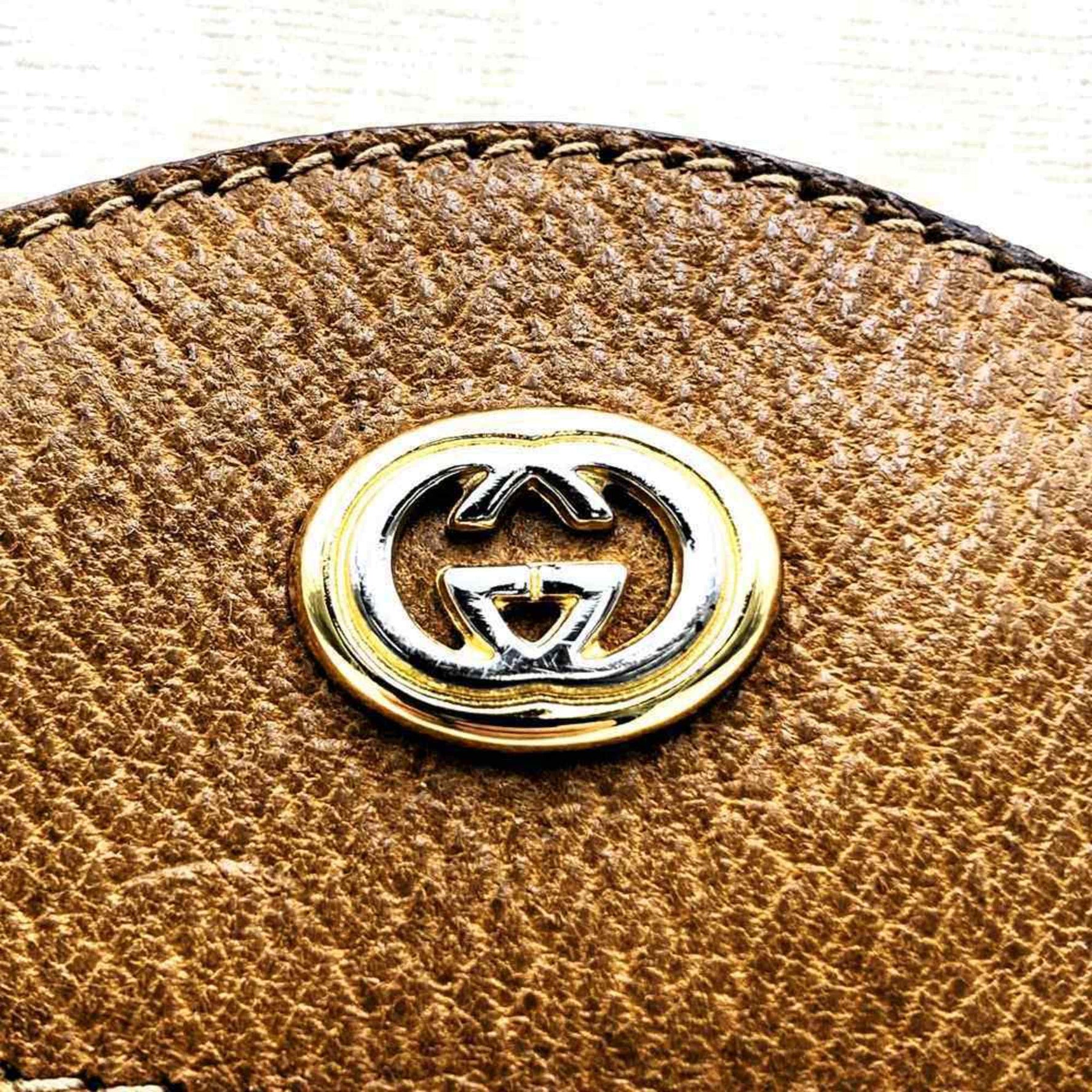 GUCCI 89 02 075 Clutch Bag GG Supreme Canvas White Brown Men's