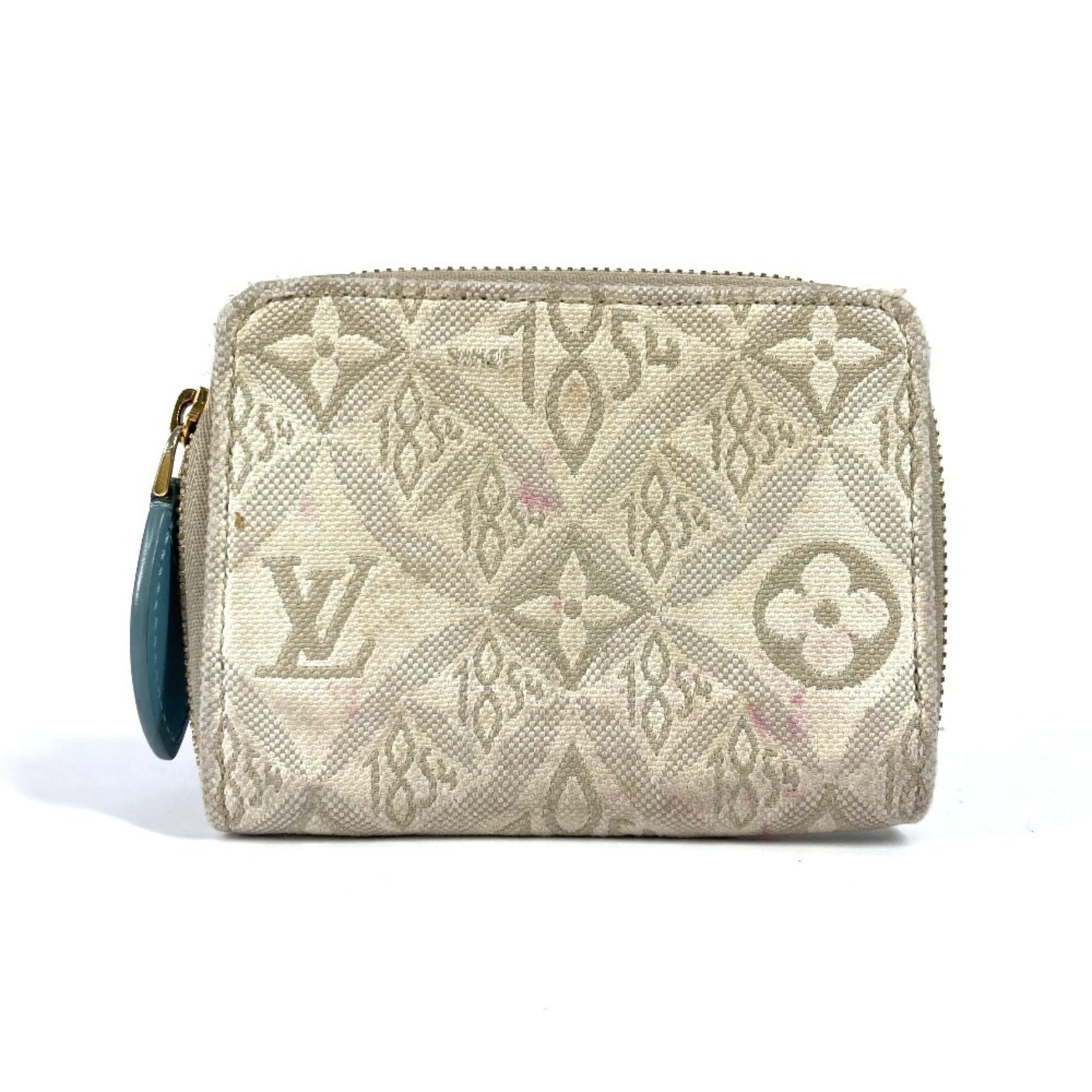 Louis Vuitton Monogram Jacquard Zipper Coin Purse Wallet Round Wallet/Coin Case Canvas Leather
