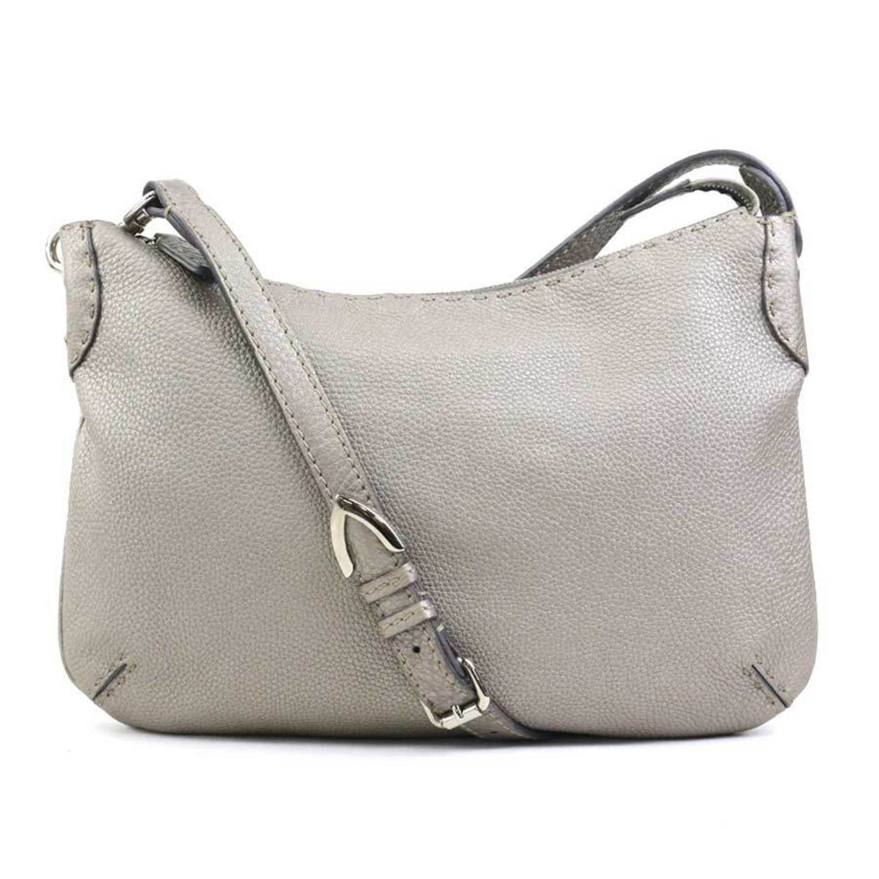 Fendi shoulder bag in metallic grey leather