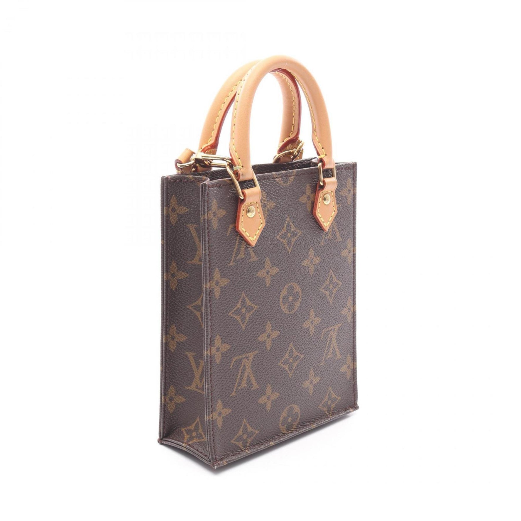 Louis Vuitton Petite Sac Plat Handbag, Coated Canvas and Leather, Monogram, Brown
