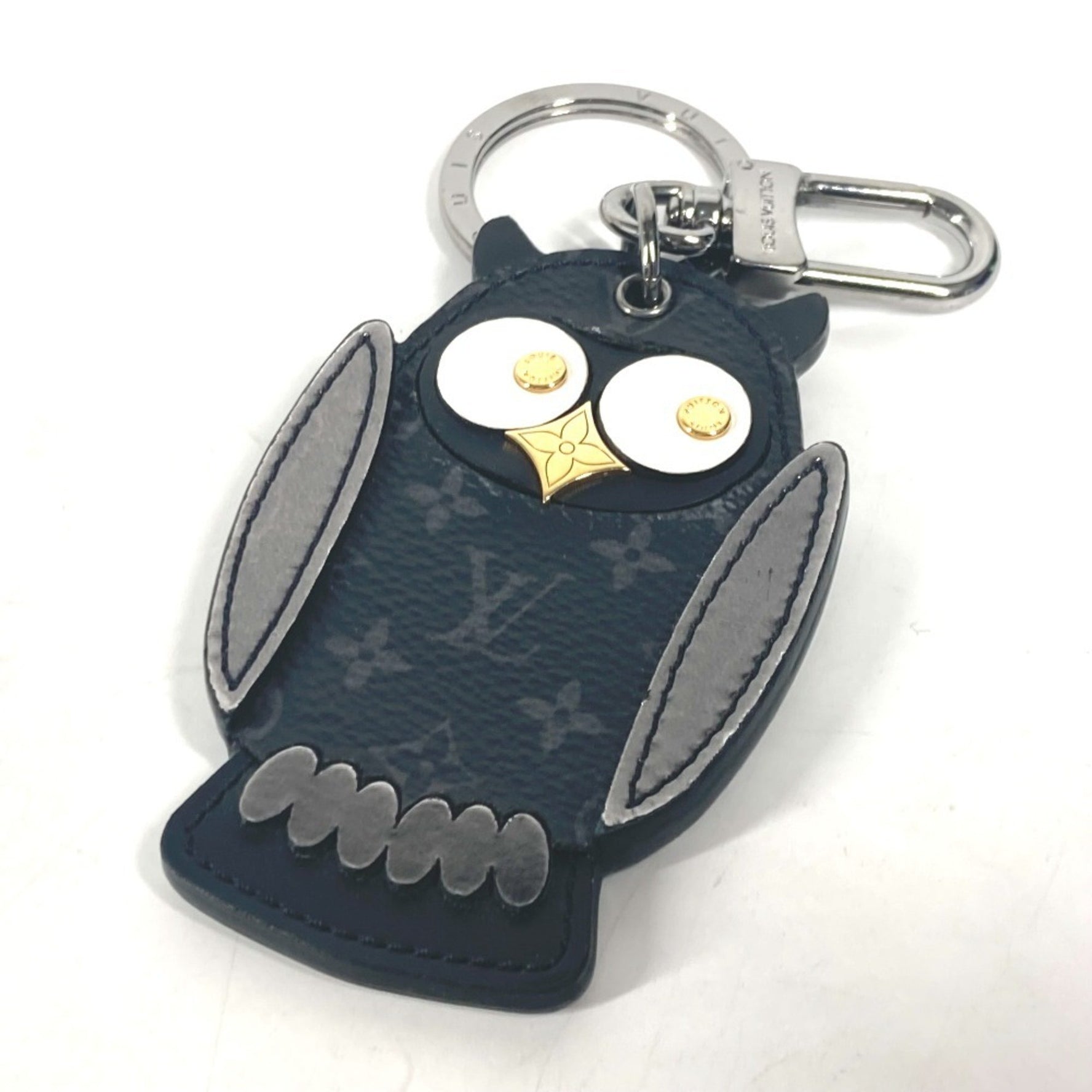 Louis Vuitton Monogram Eclipse Portecle Owl Bag Charm Keychain Canvas Men's