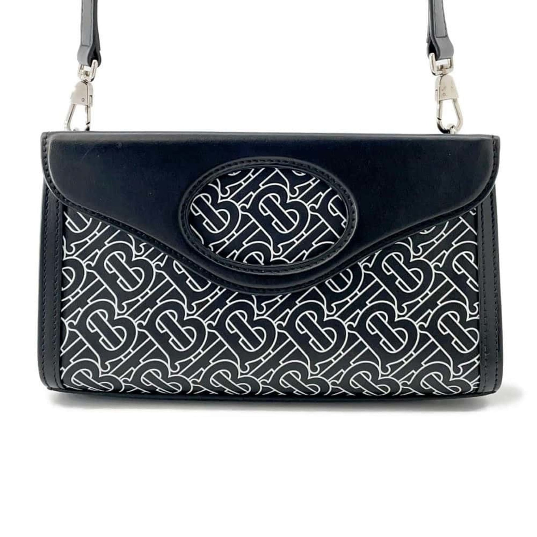 Burberry Clutch Bag BT Leather BURBERRY 3-way Shoulder Handbag Black
