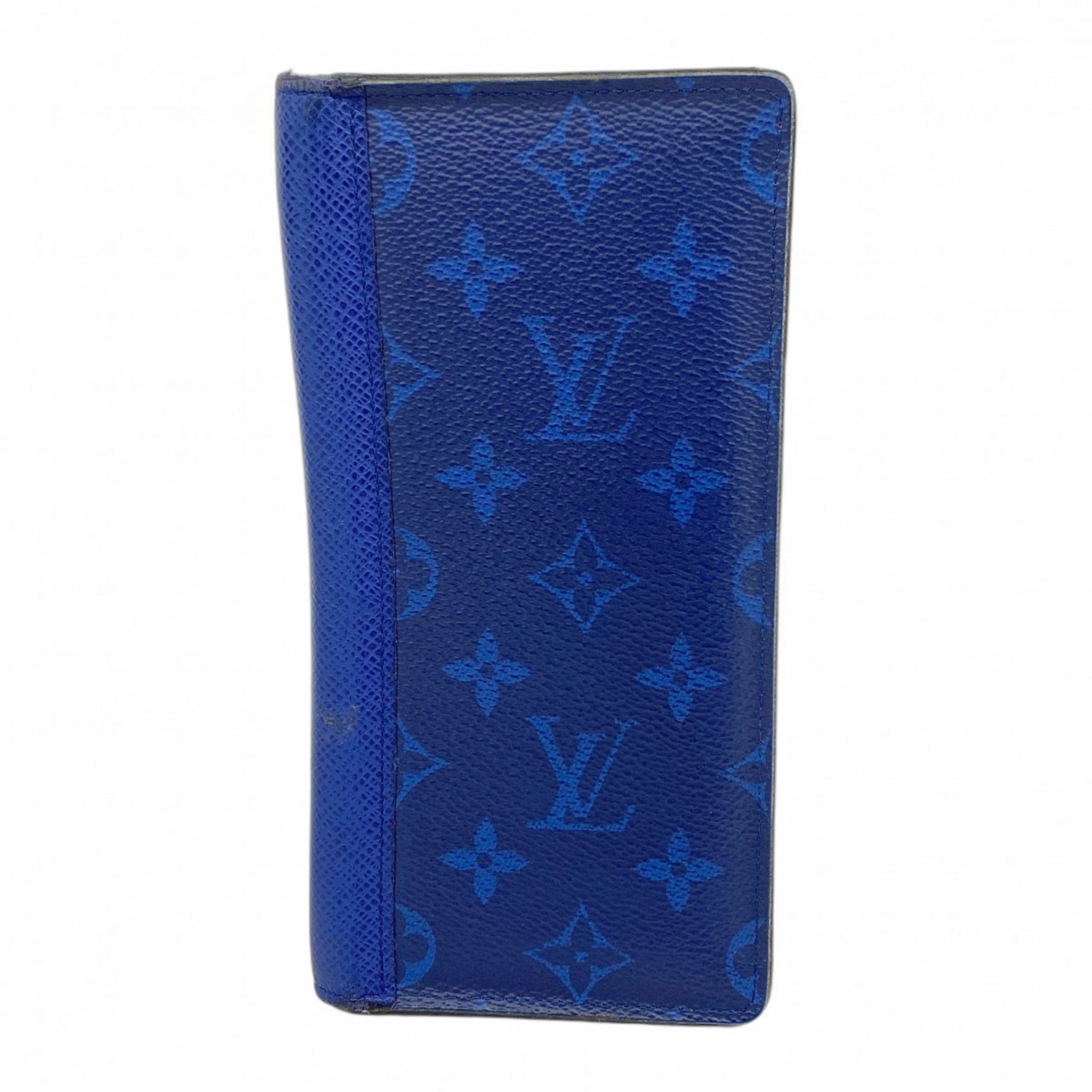 Louis Vuitton Taiga Rama Portefeuille Brazza Long Wallet M30297 Blue Men's