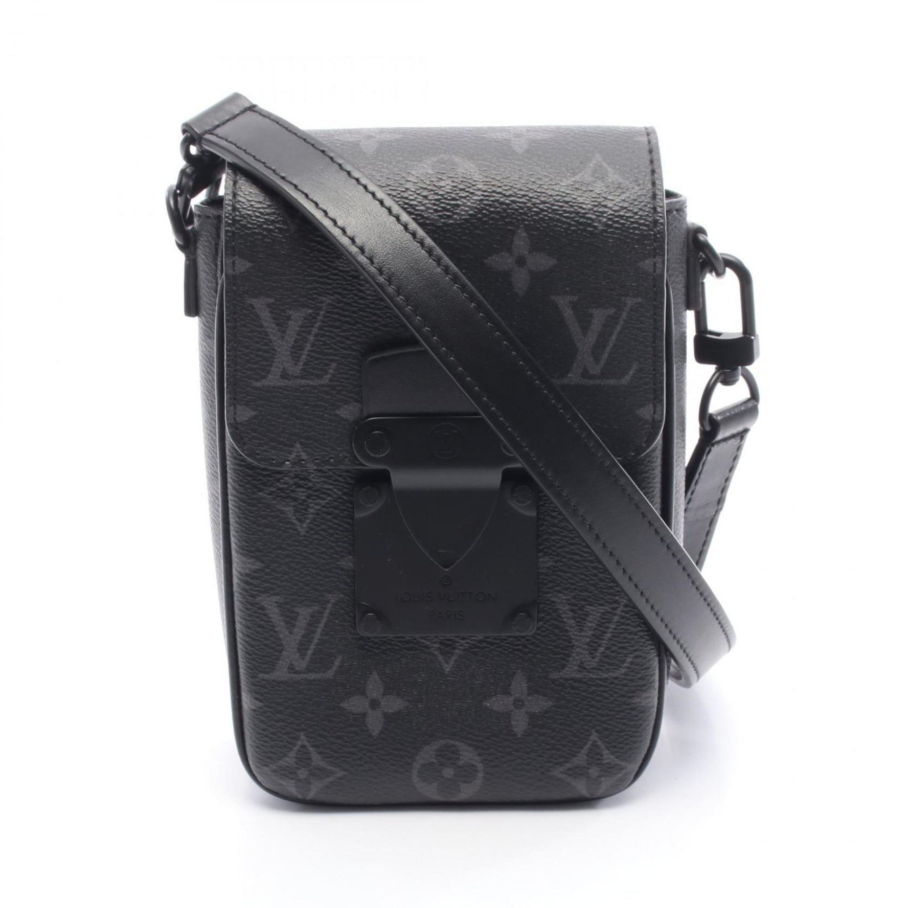 Louis Vuitton S-Lock Vertical Wearable Wallet Monogram Eclipse Shoulder Bag in Coated Canvas and Leather