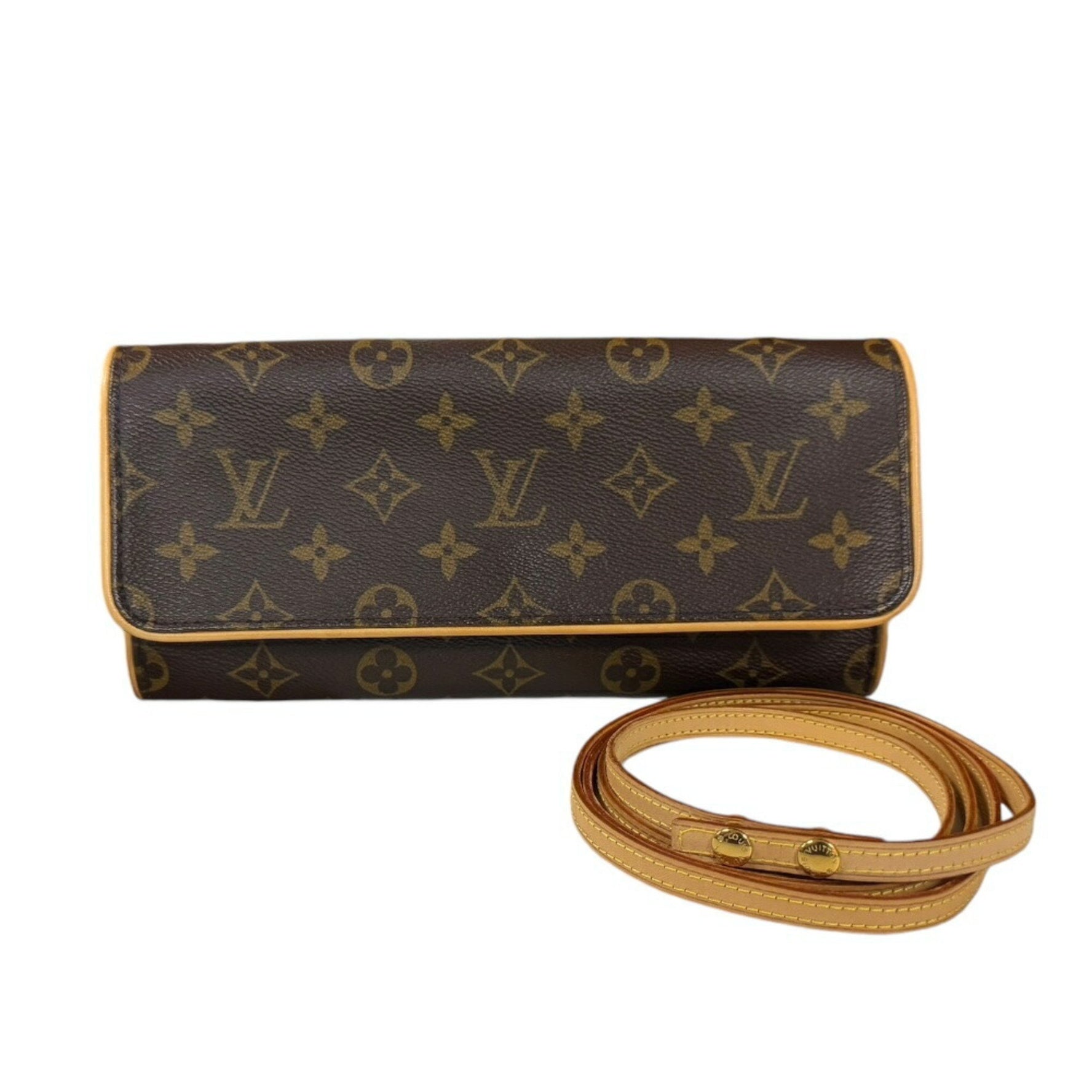 Louis Vuitton Pochette Twin GM Monogram Shoulder Bag Canvas M51852 Brown Women's LOUIS VUITTON