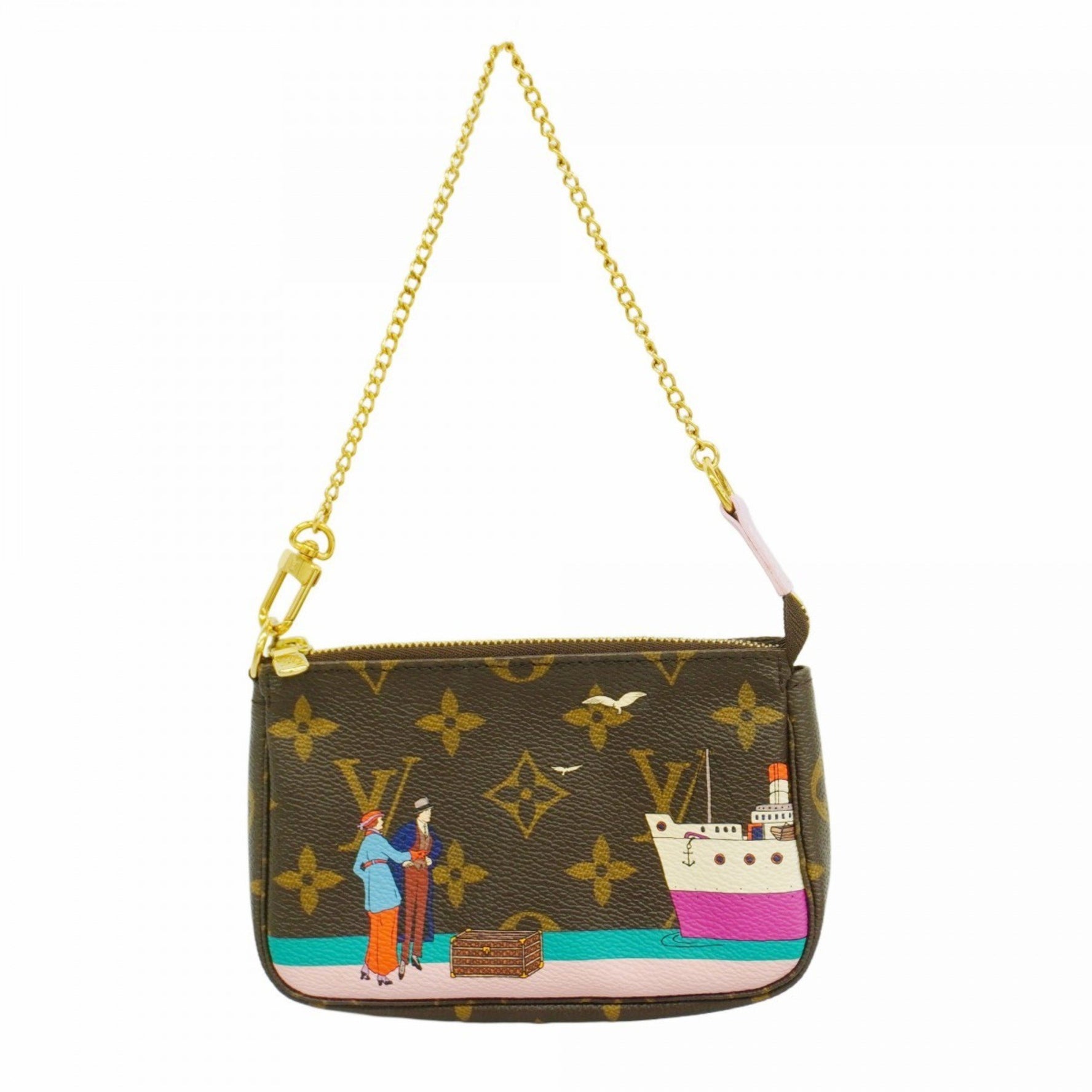 Louis Vuitton Monogram Illustrious Mini Pochette Accessoires M62141 Brown Multicolor Women's Pouch