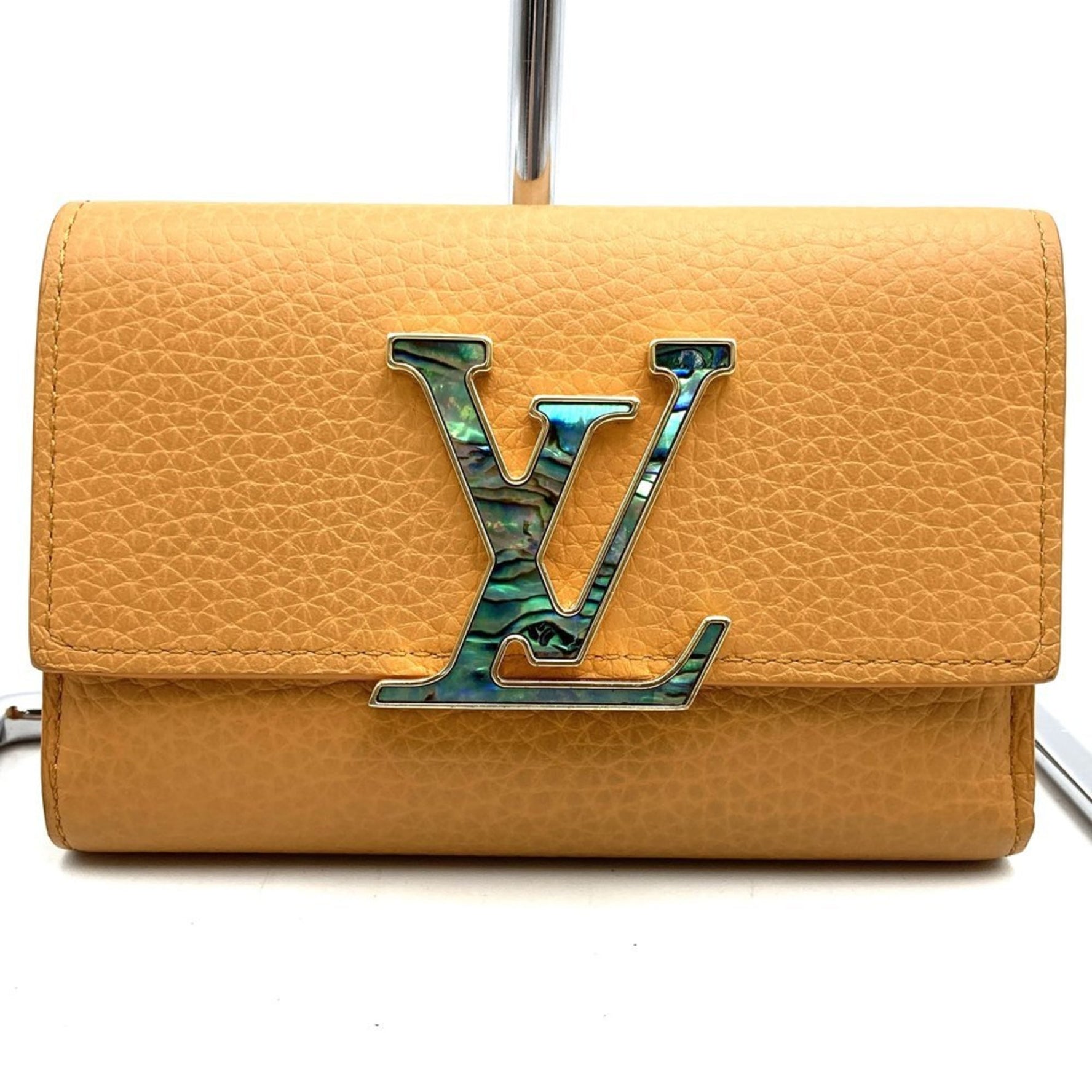 Louis Vuitton Portefeuille Capucines Compact Tri-fold Wallet in Taurillon Leather Saffron
