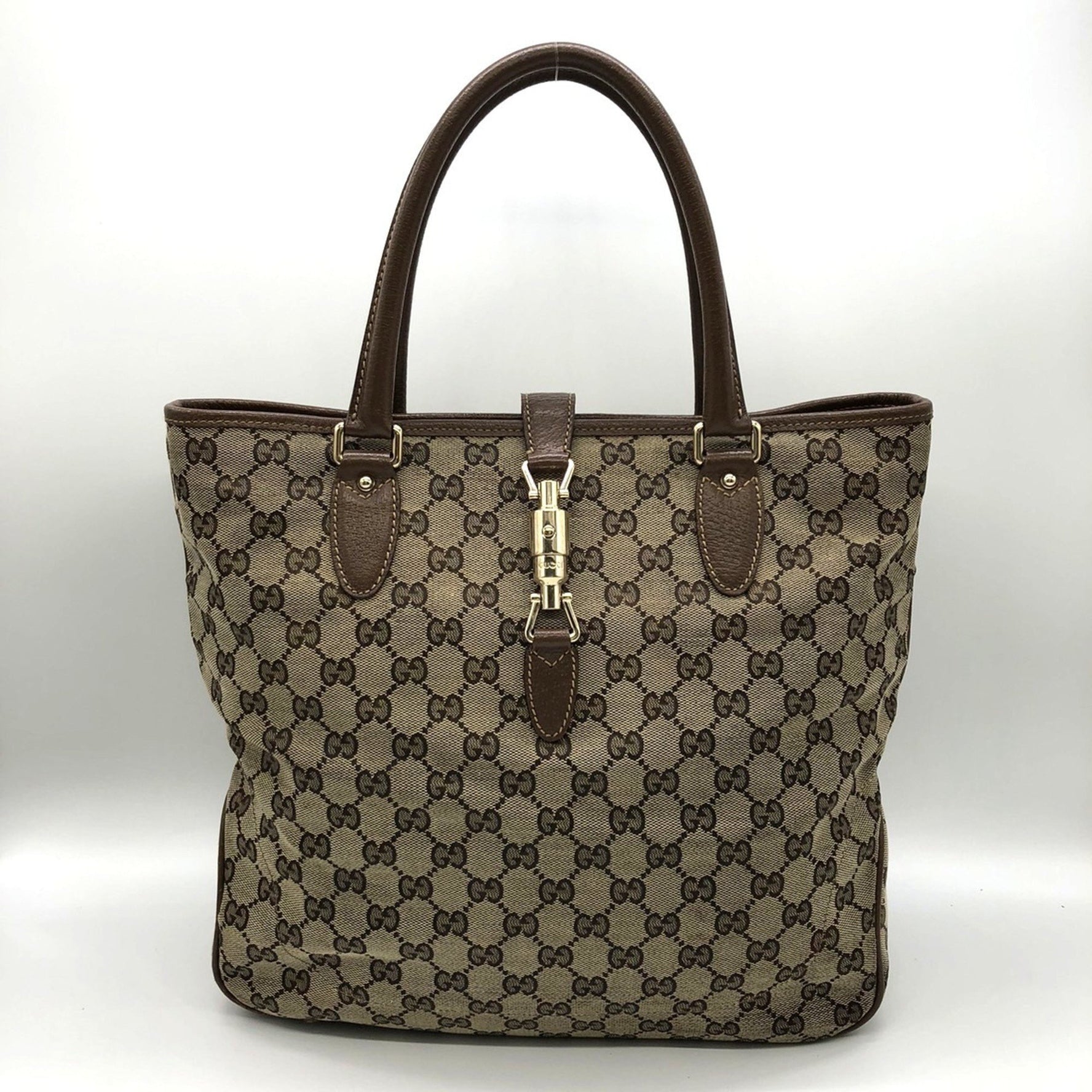 GUCCI Tote Bag New Jackie GG Canvas Brown Beige and Men's
