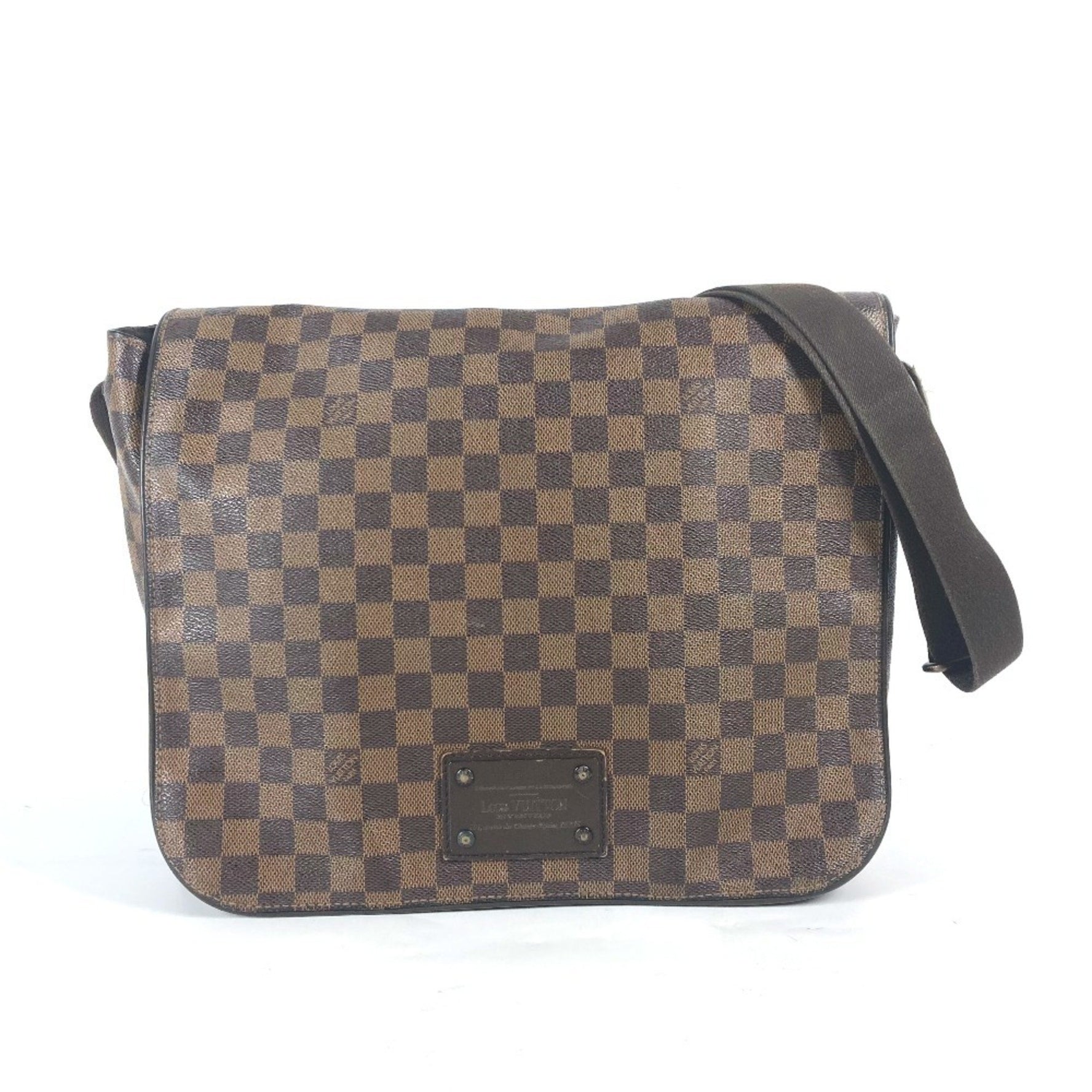 Louis Vuitton Damier Brooklyn MM Bag Shoulder Canvas Ebene Brown